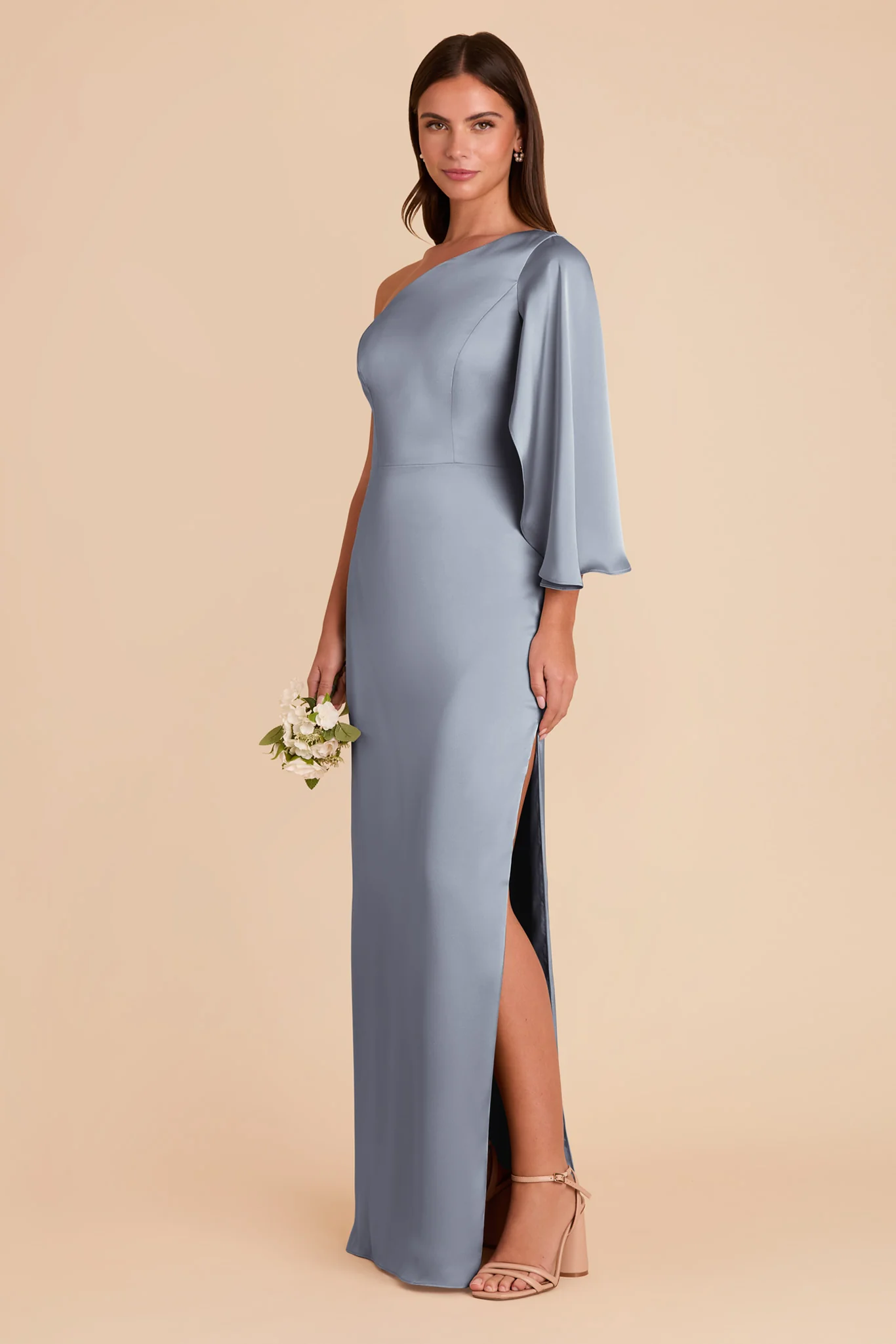 Christine Matte Satin Dress - Dusty Blue - Image 4