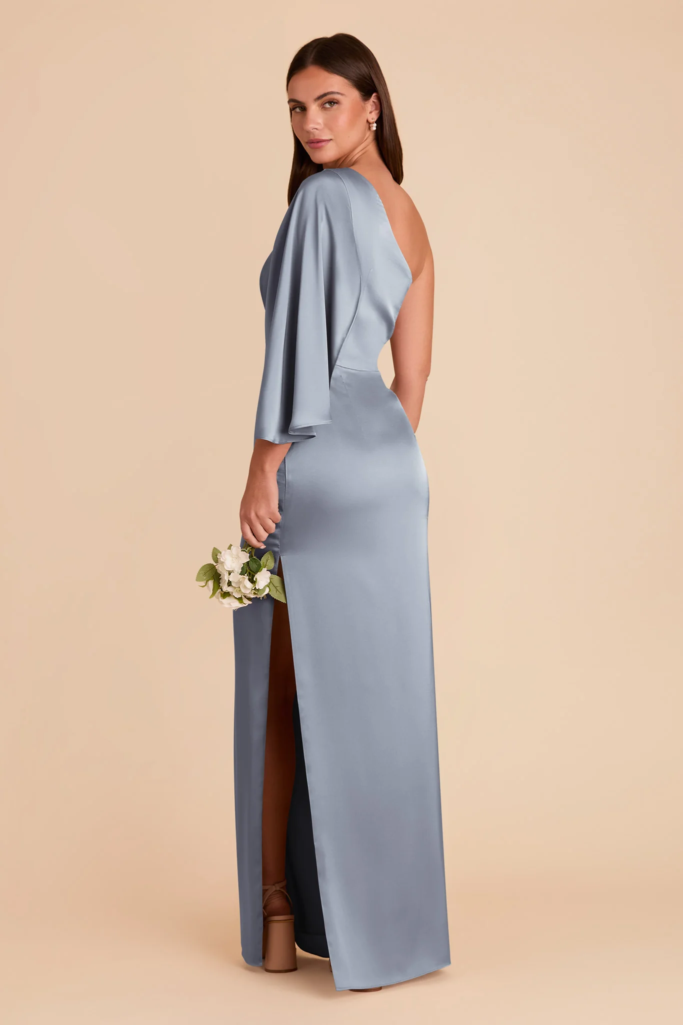 Christine Matte Satin Dress - Dusty Blue - Image 6