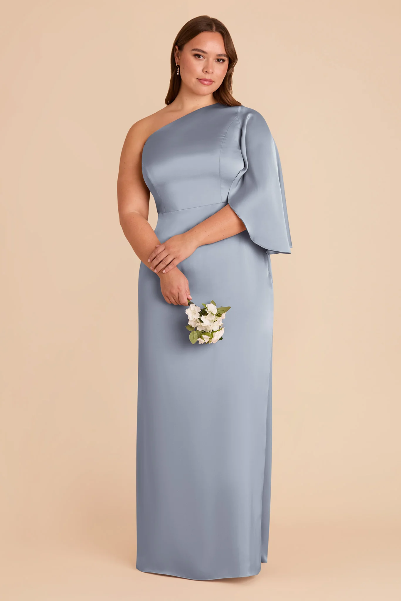 Christine Matte Satin Dress - Dusty Blue - Image 8