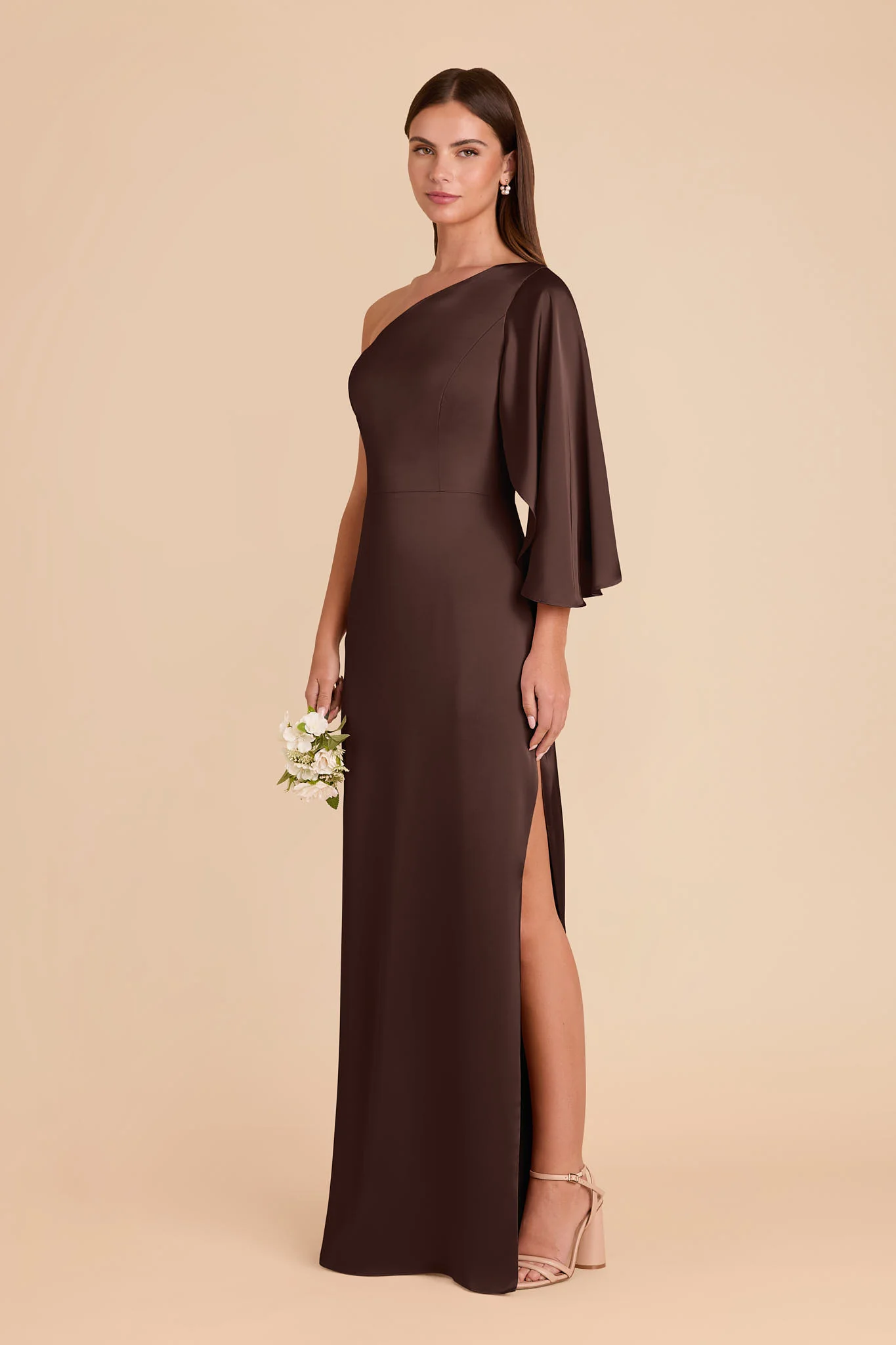 Christine Matte Satin Dress - Espresso - Image 3
