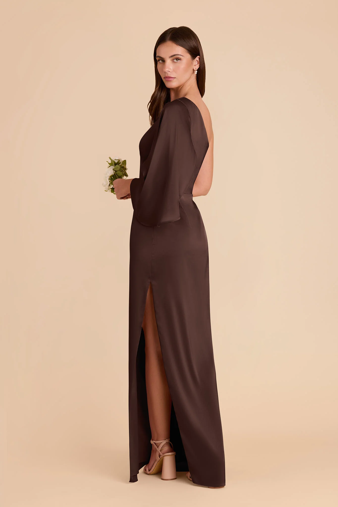 Christine Matte Satin Dress - Espresso - Image 4