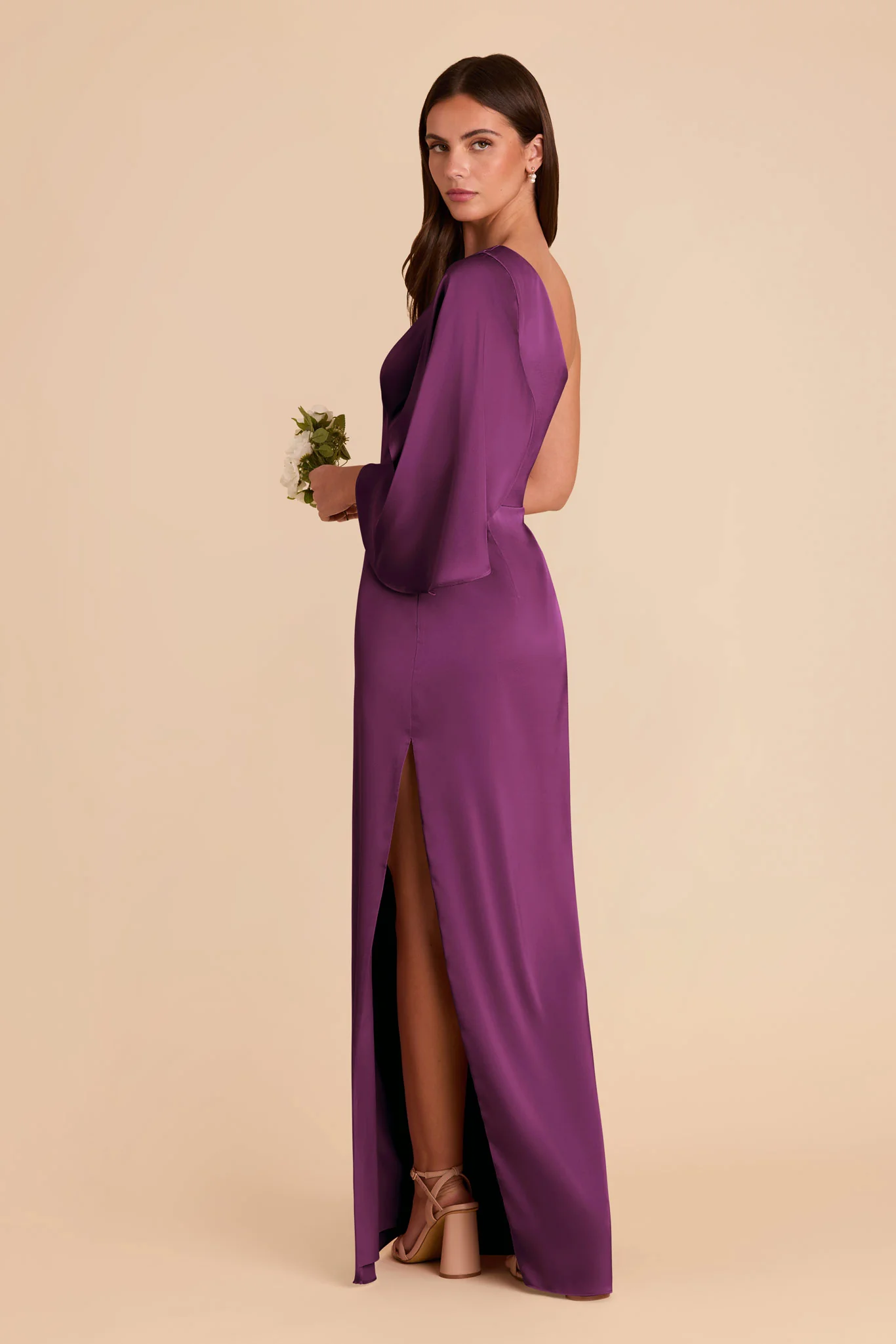 Christine Matte Satin Dress - Fig - Image 5