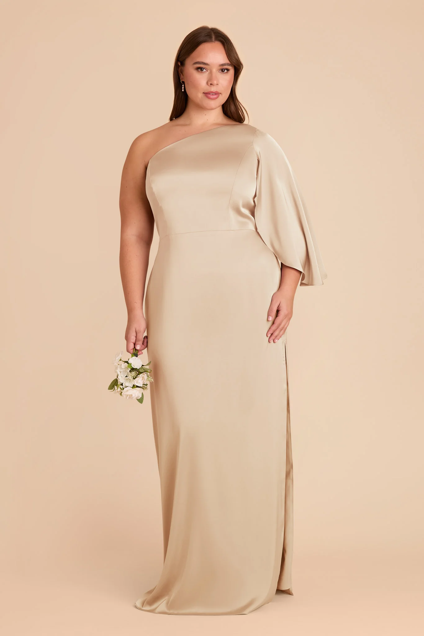 Christine Matte Satin Dress - Gold - Image 7