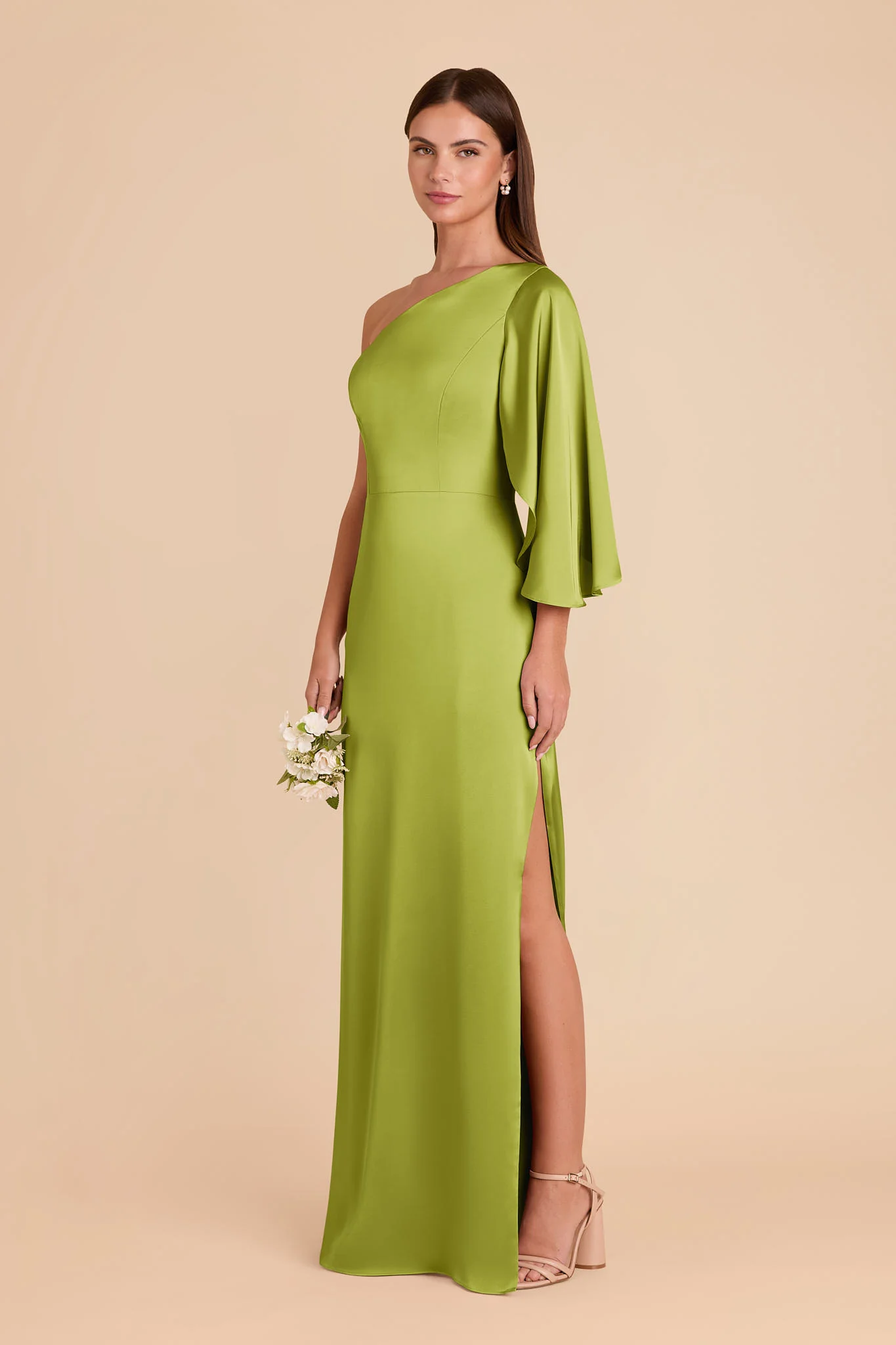 Christine Matte Satin Dress - Matcha - Image 3