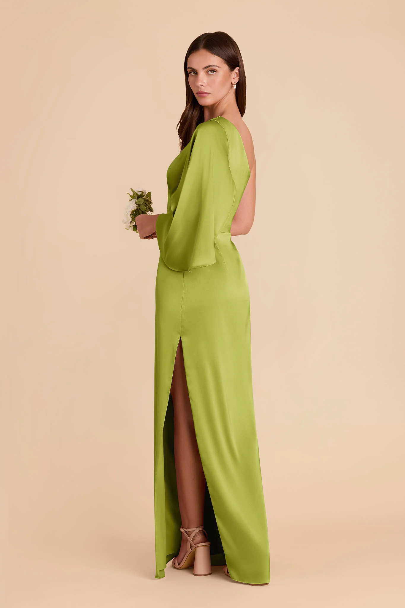 Christine Matte Satin Dress - Matcha - Image 4