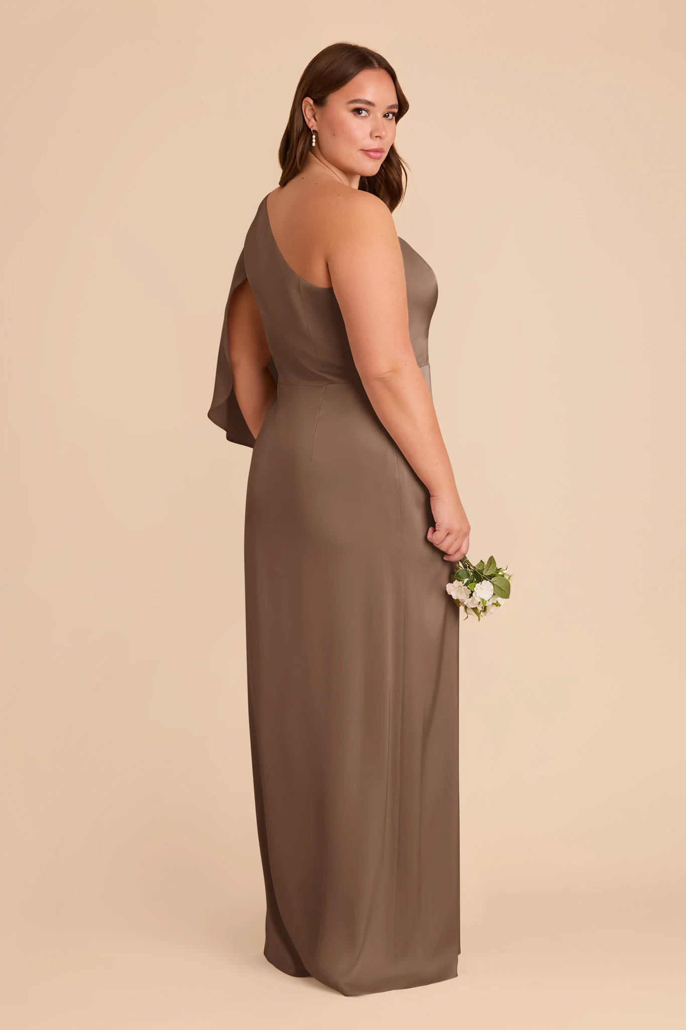 Christine Matte Satin Dress - Mocha - Image 10