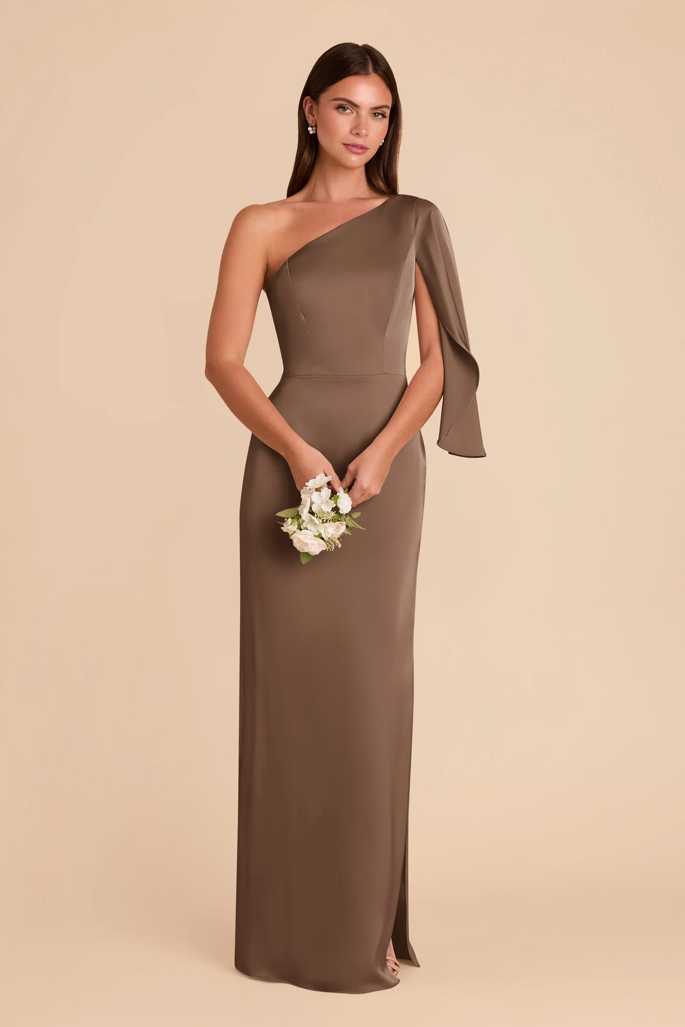 Christine Matte Satin Dress - Mocha - Image 3
