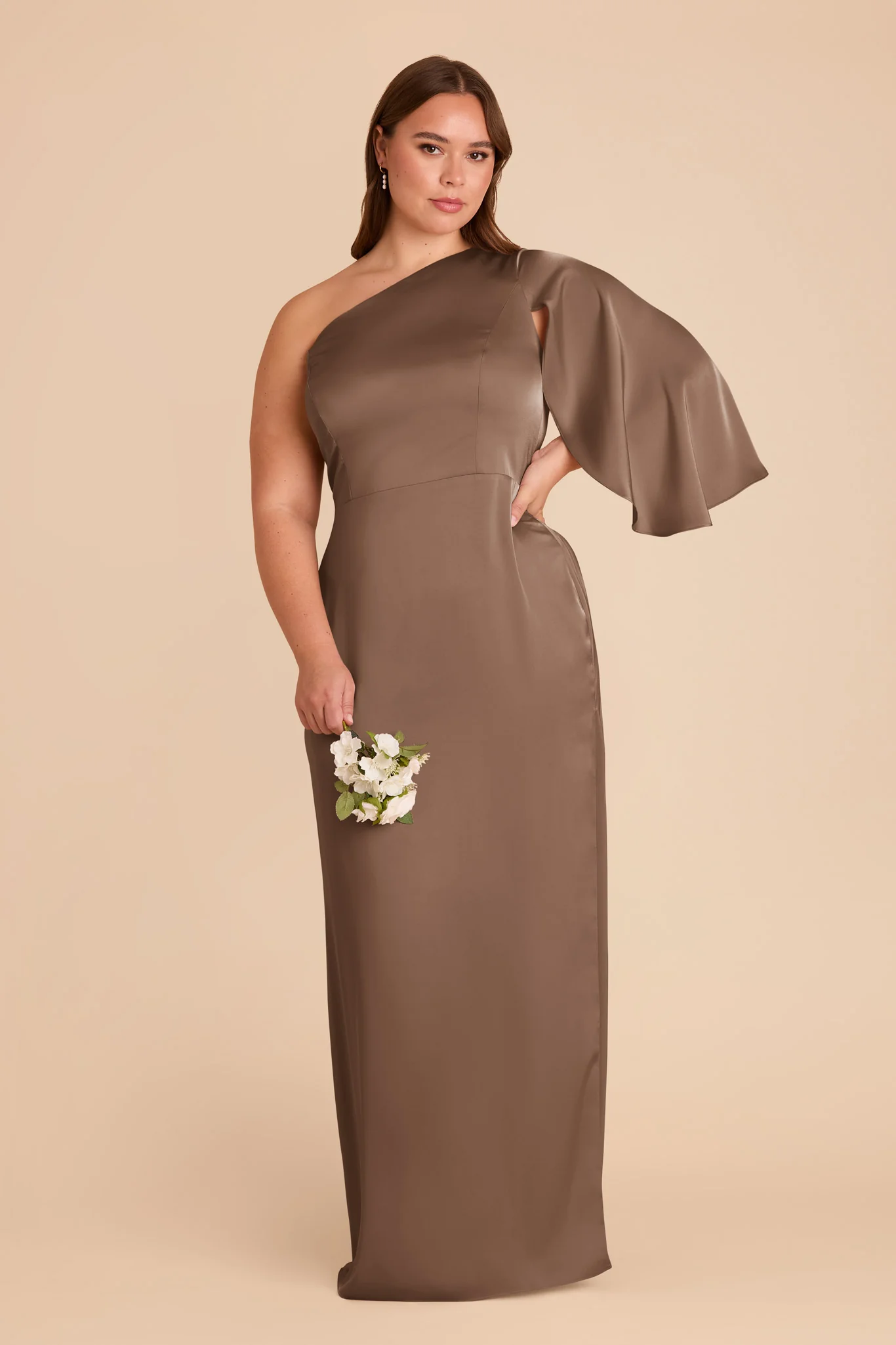 Christine Matte Satin Dress - Mocha - Image 8