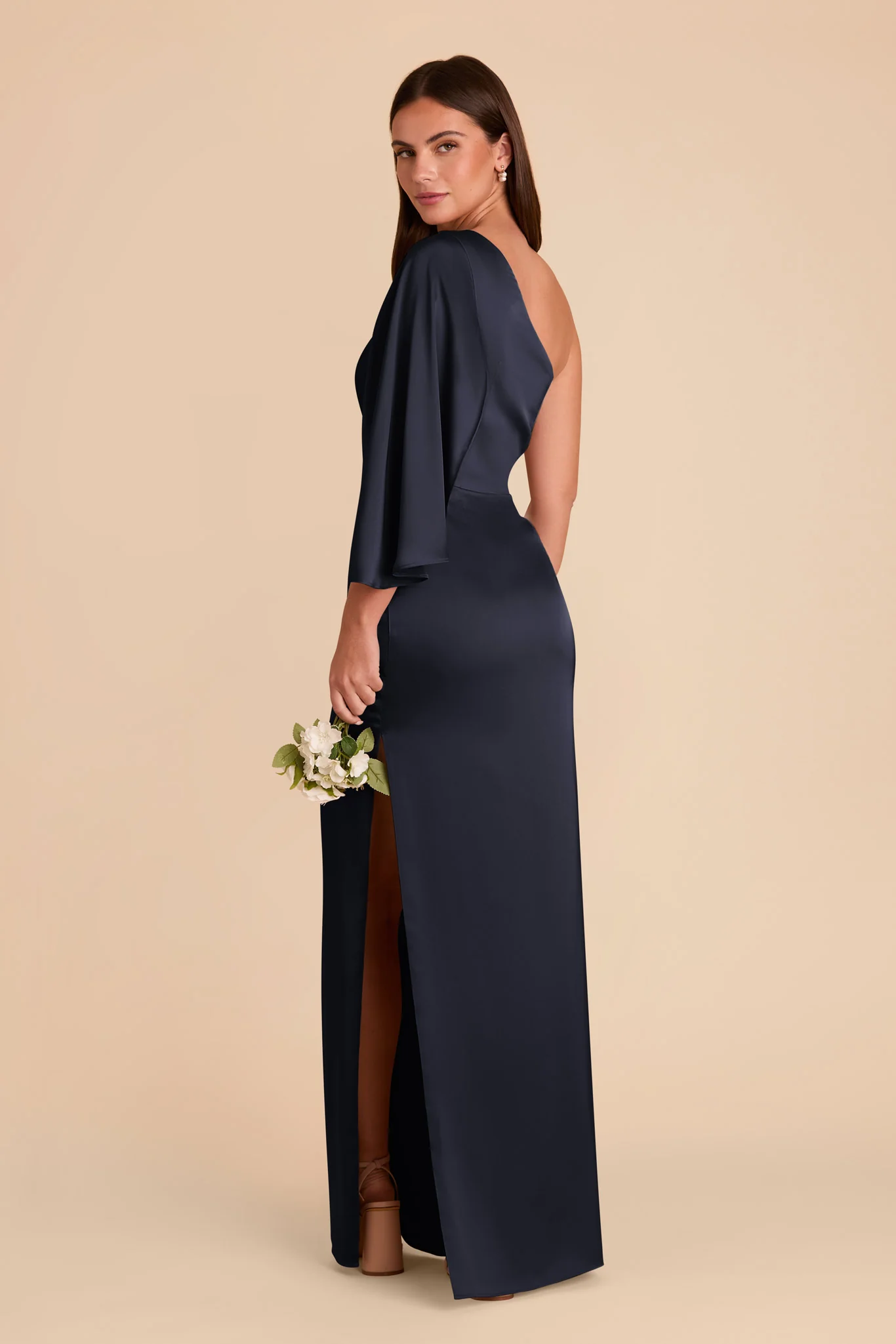 Christine Matte Satin Dress - Navy - Image 5