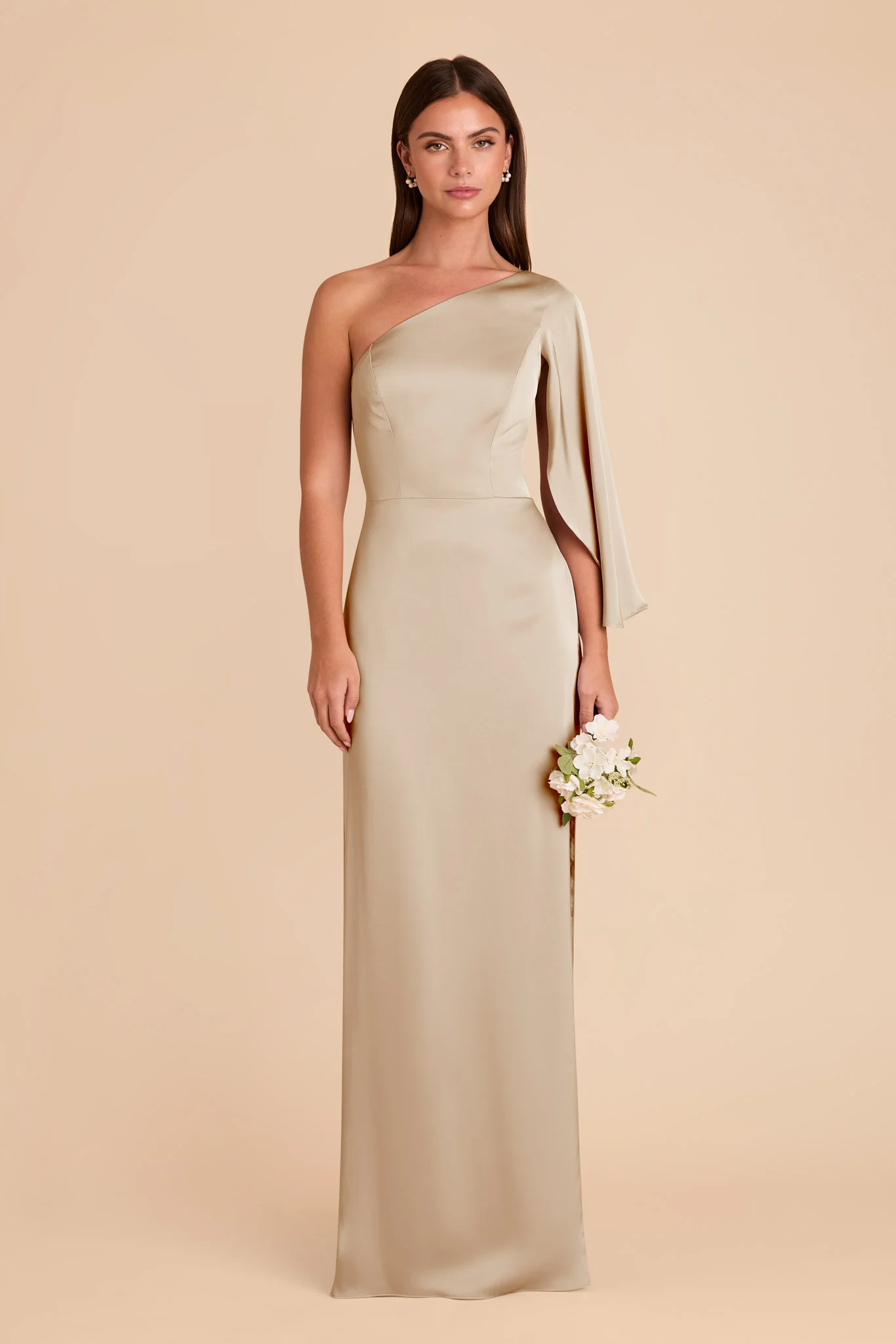 Christine Matte Satin Dress - Neutral Champagne - Image 3