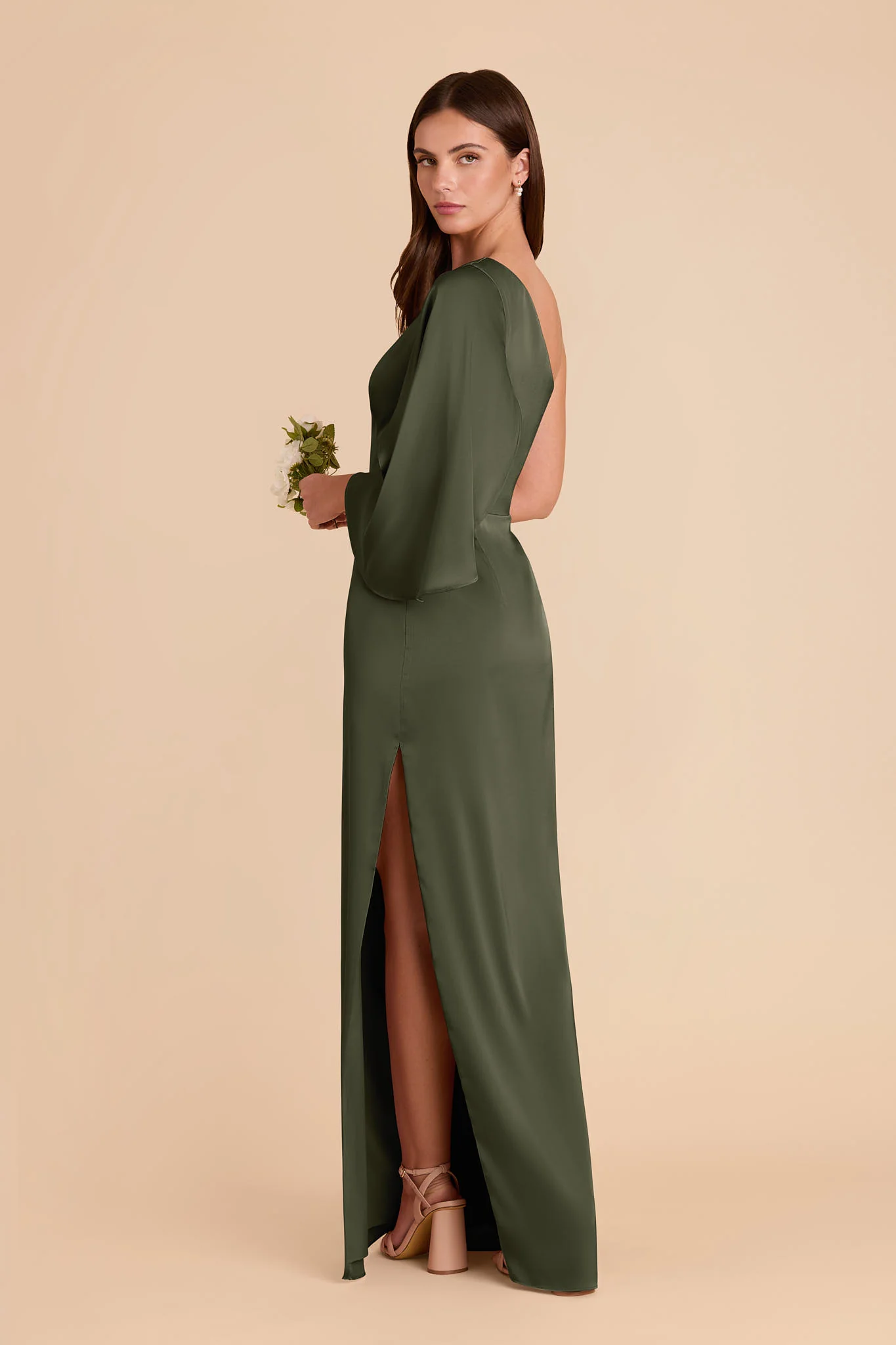 Christine Matte Satin Dress - Olive - Image 4