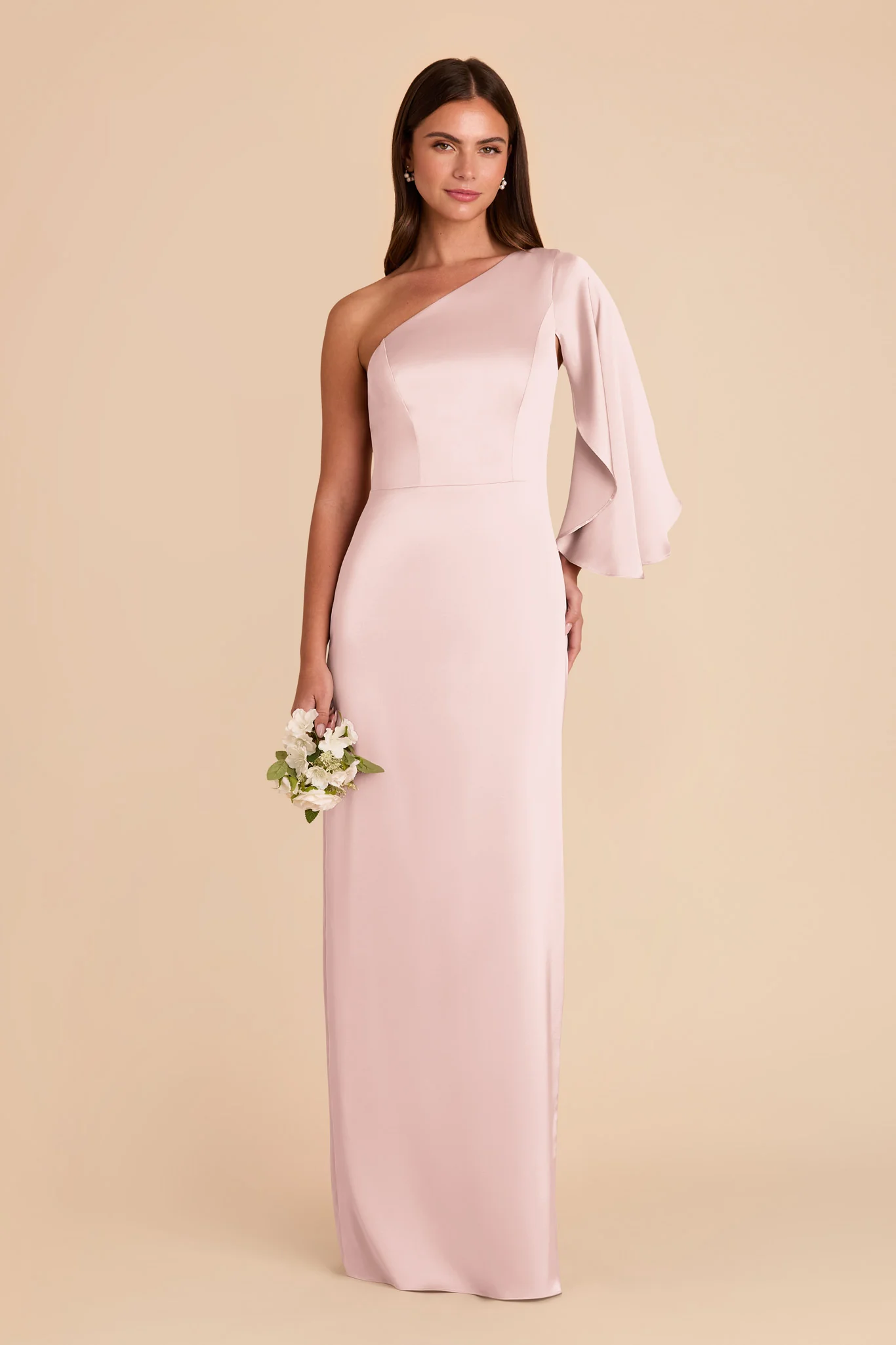 Christine Matte Satin Dress - Pale Blush - Image 3