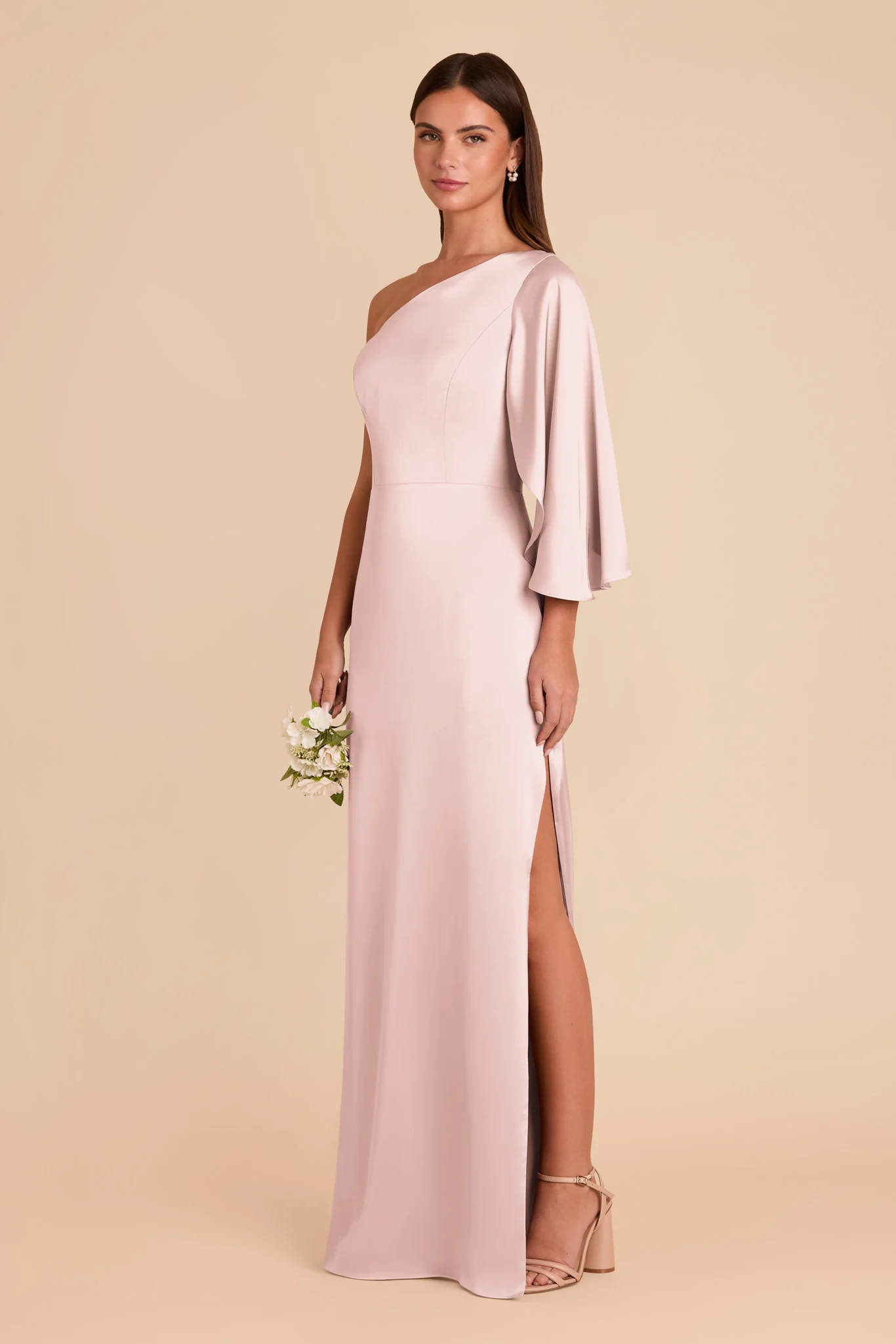 Christine Matte Satin Dress - Pale Blush - Image 4