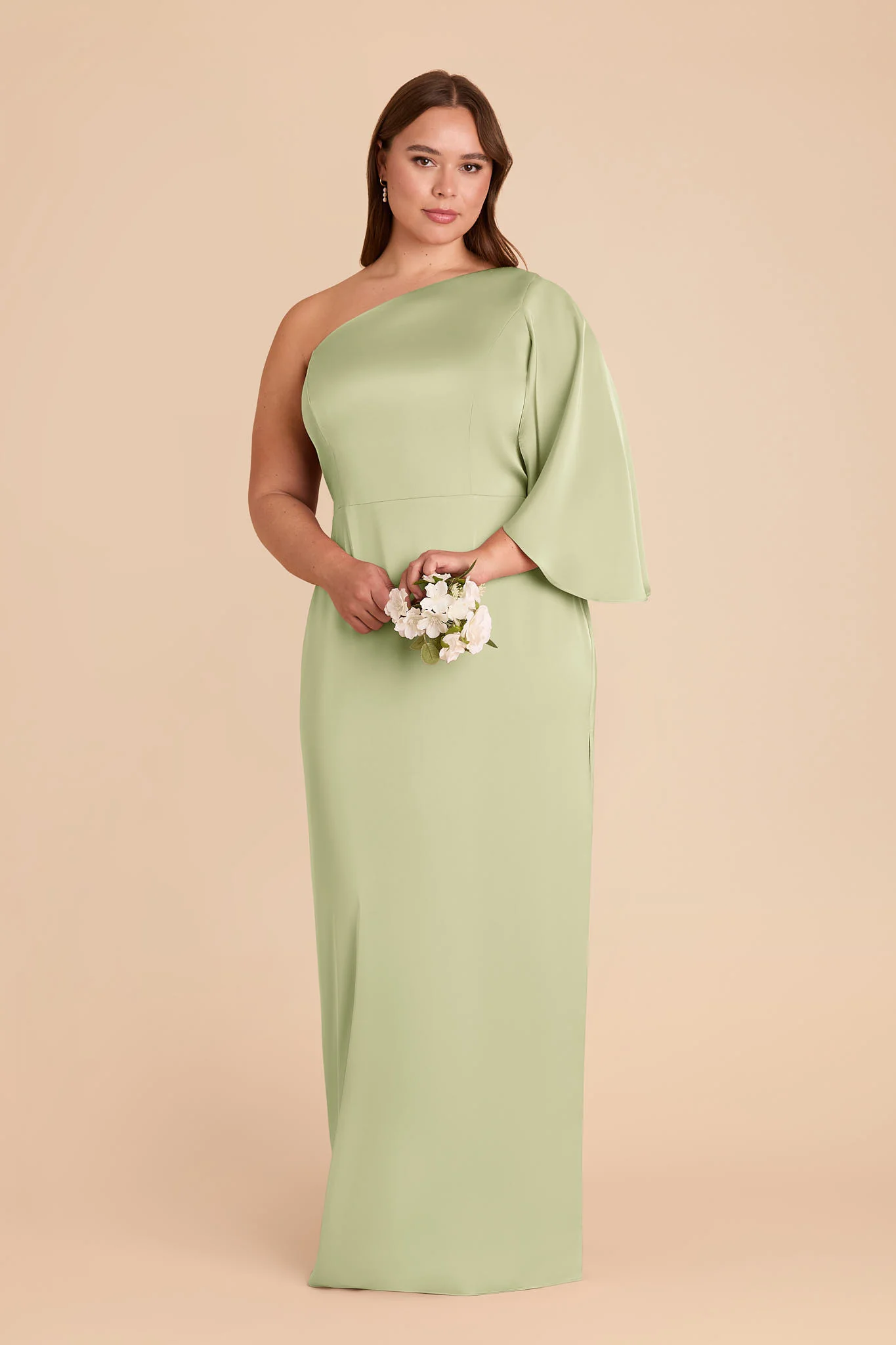 Christine Matte Satin Dress - Pale Pistachio - Image 2
