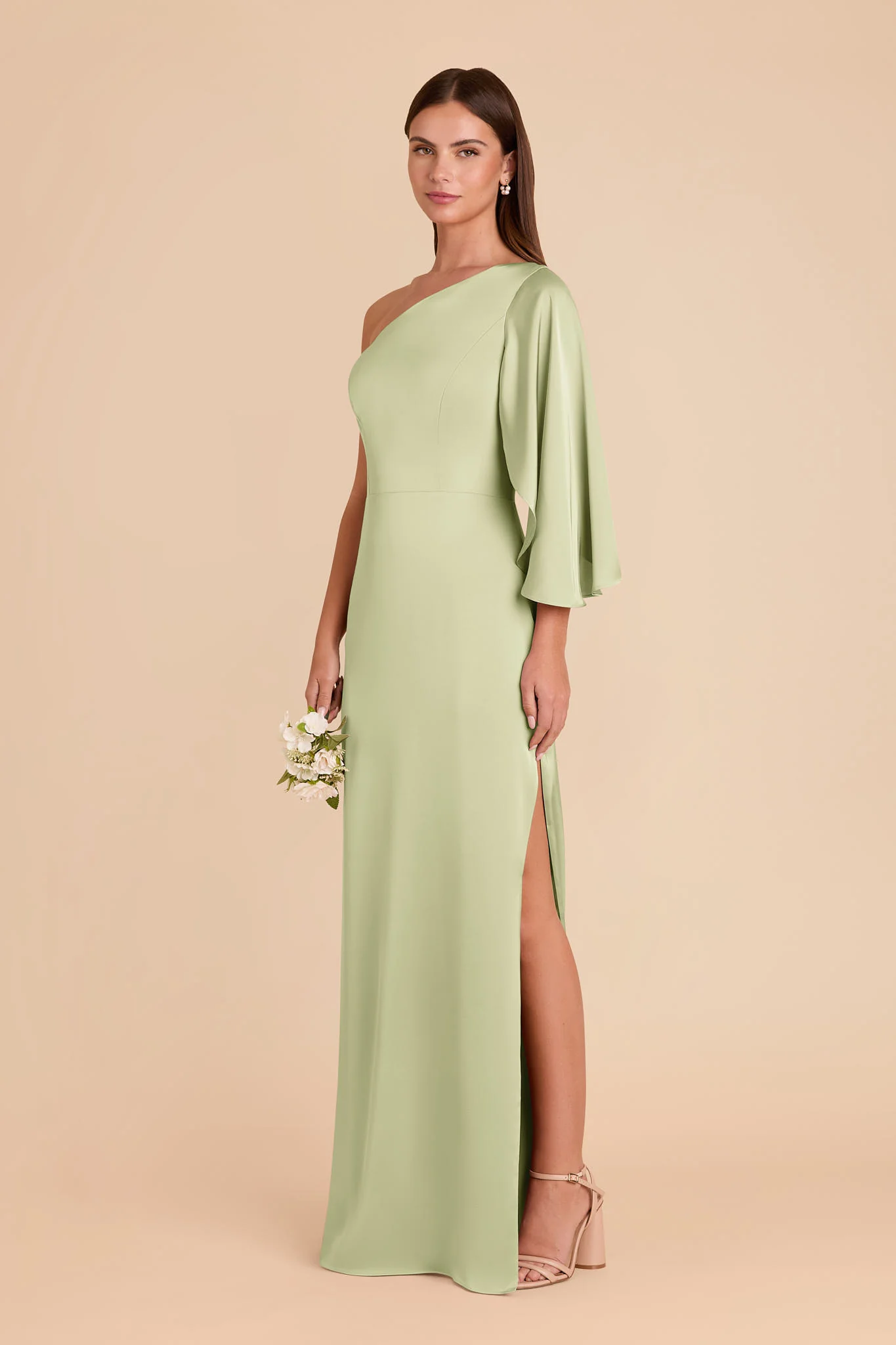 Christine Matte Satin Dress - Pale Pistachio - Image 3