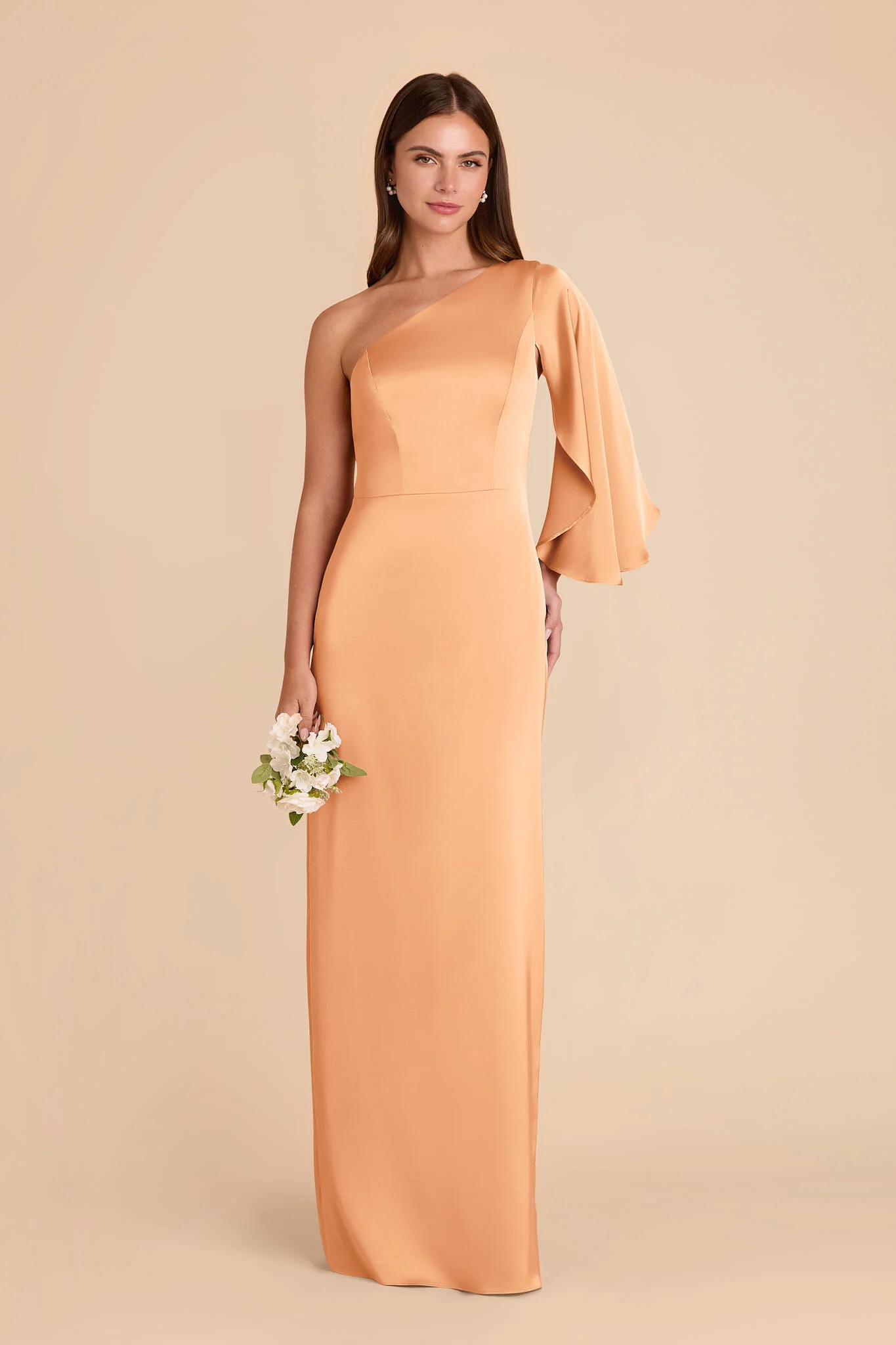 Christine Matte Satin Dress - Peach