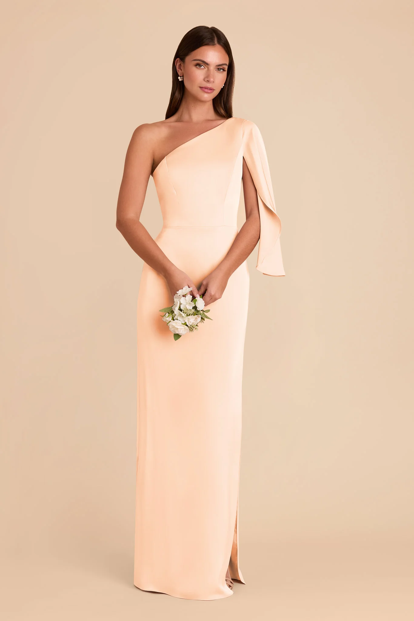 Christine Matte Satin Dress - Peach Cream - Image 3