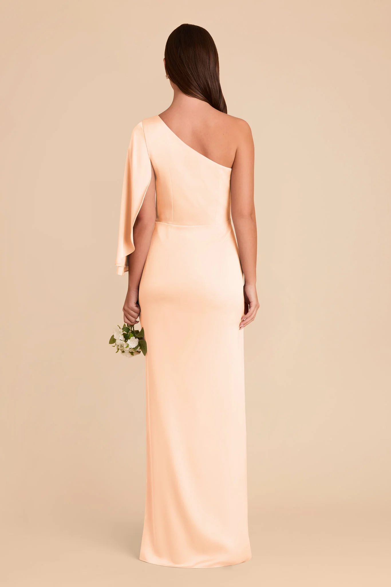 Christine Matte Satin Dress - Peach Cream - Image 6