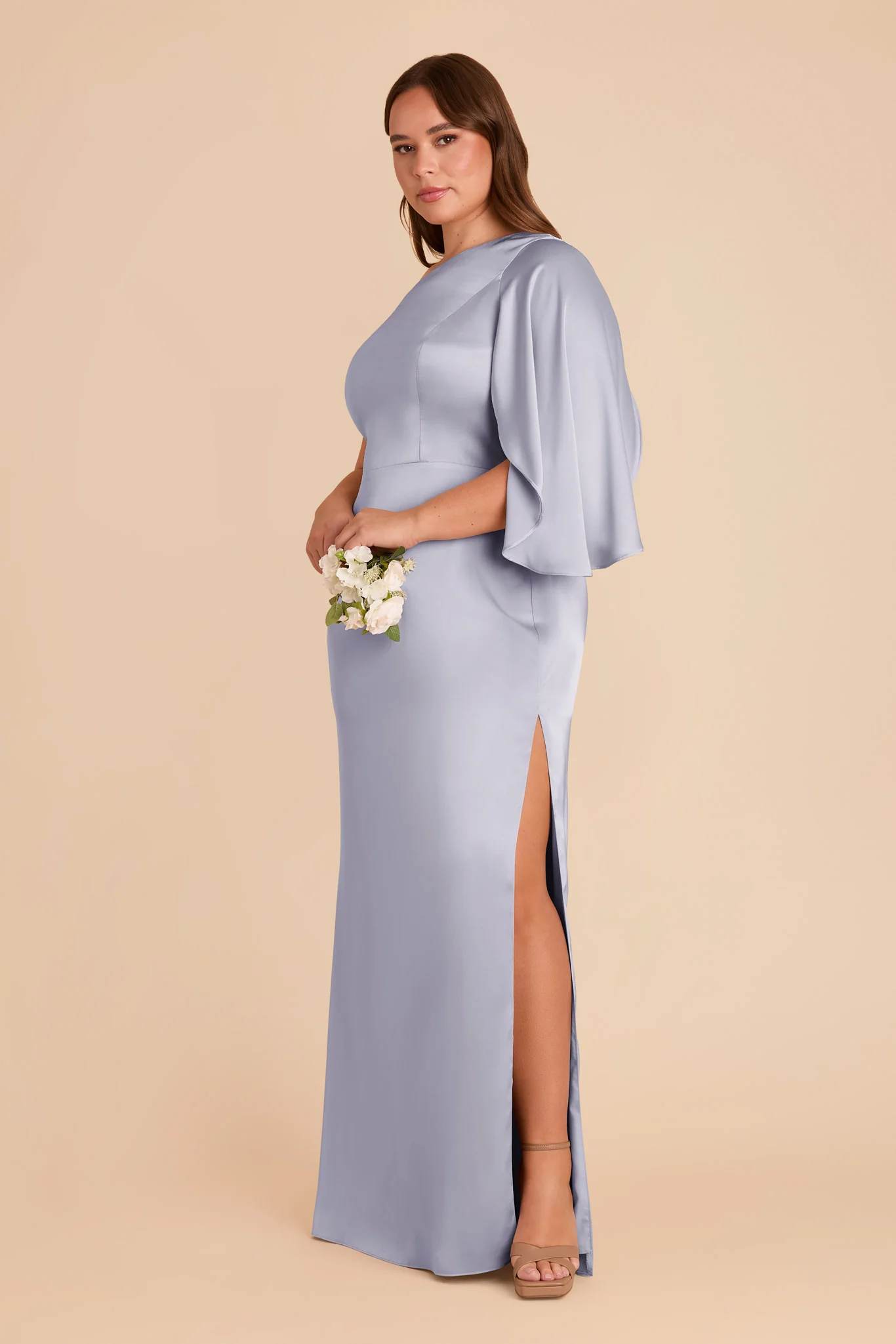 Christine Matte Satin Dress - Periwinkle Blue - Image 10