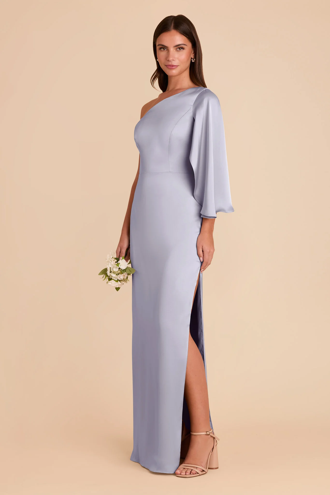 Christine Matte Satin Dress - Periwinkle Blue - Image 5