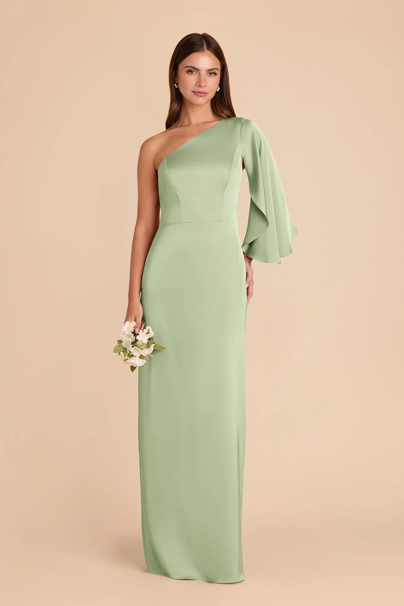 Christine Matte Satin Dress - Pistachio