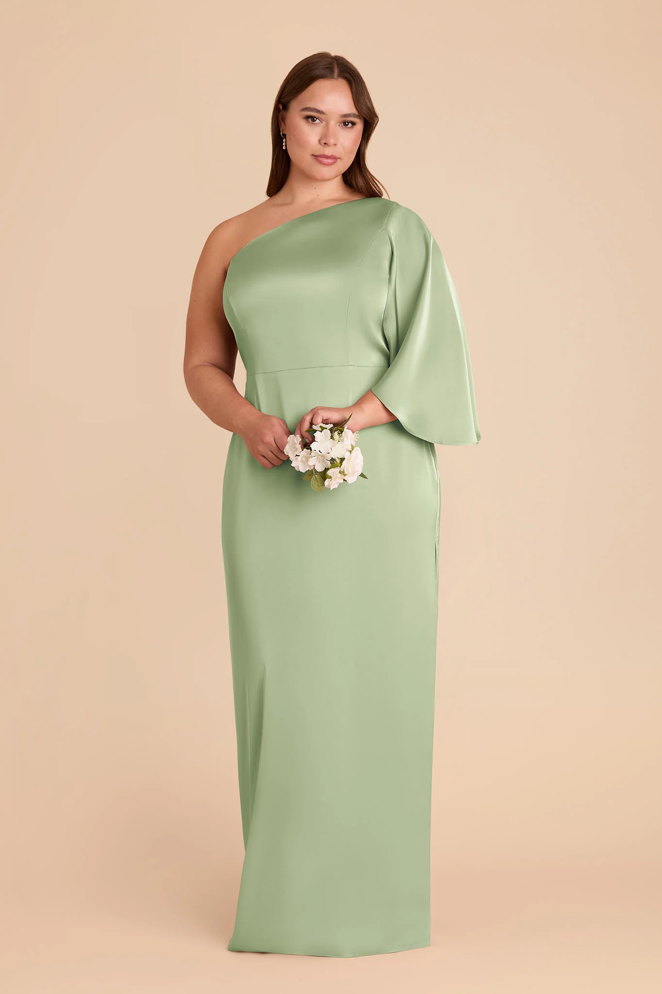 Christine Matte Satin Dress - Pistachio - Image 2