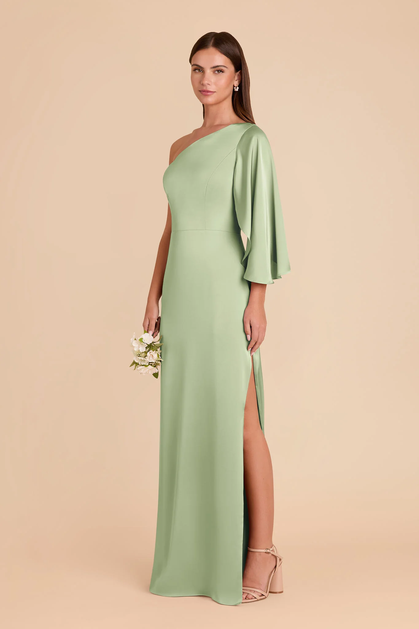 Christine Matte Satin Dress - Pistachio - Image 3