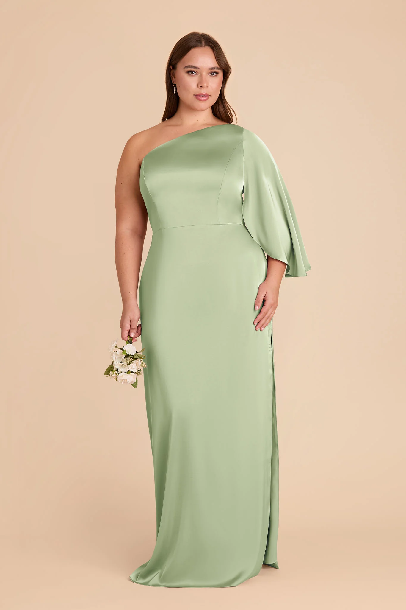 Christine Matte Satin Dress - Pistachio - Image 6