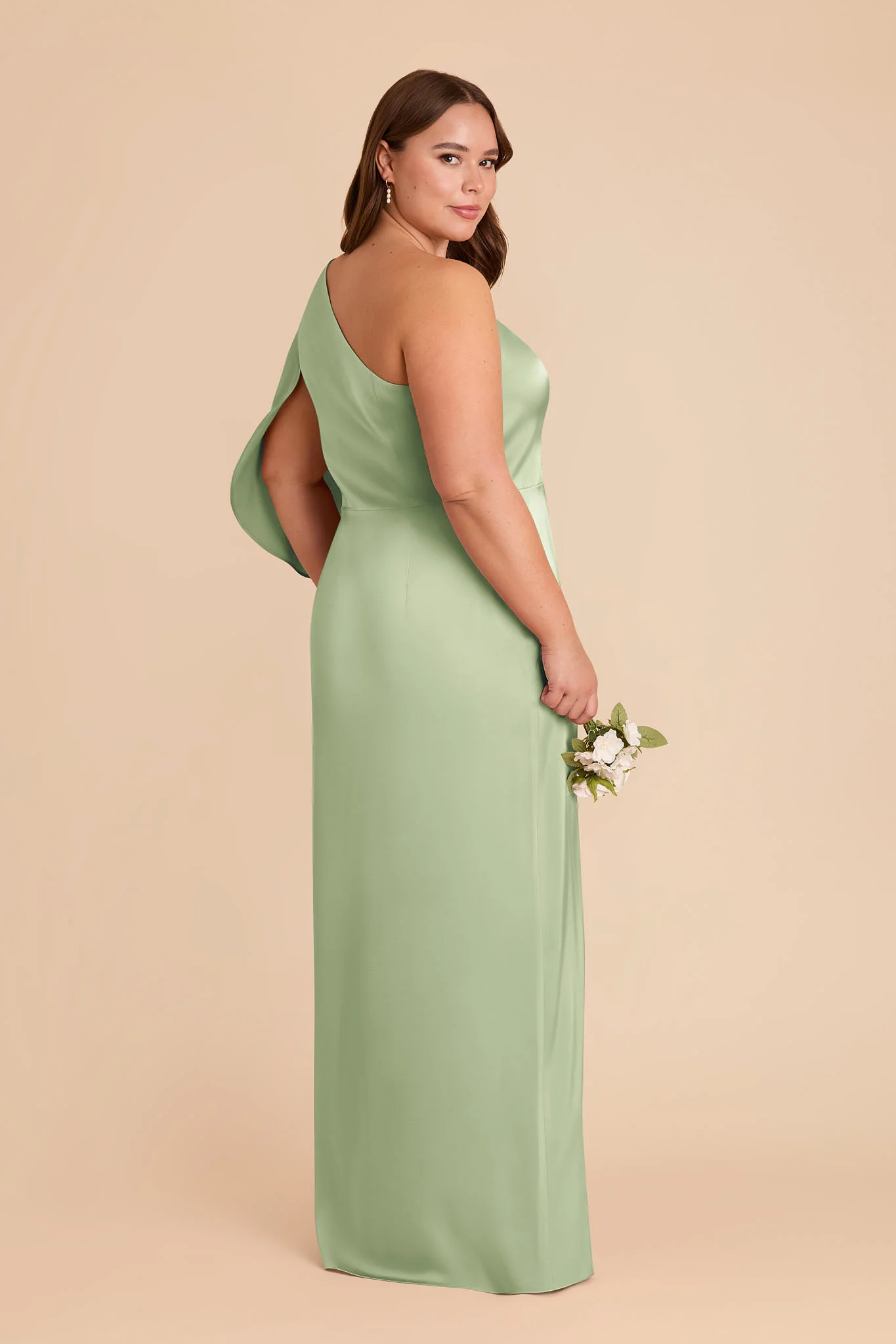 Christine Matte Satin Dress - Pistachio - Image 7