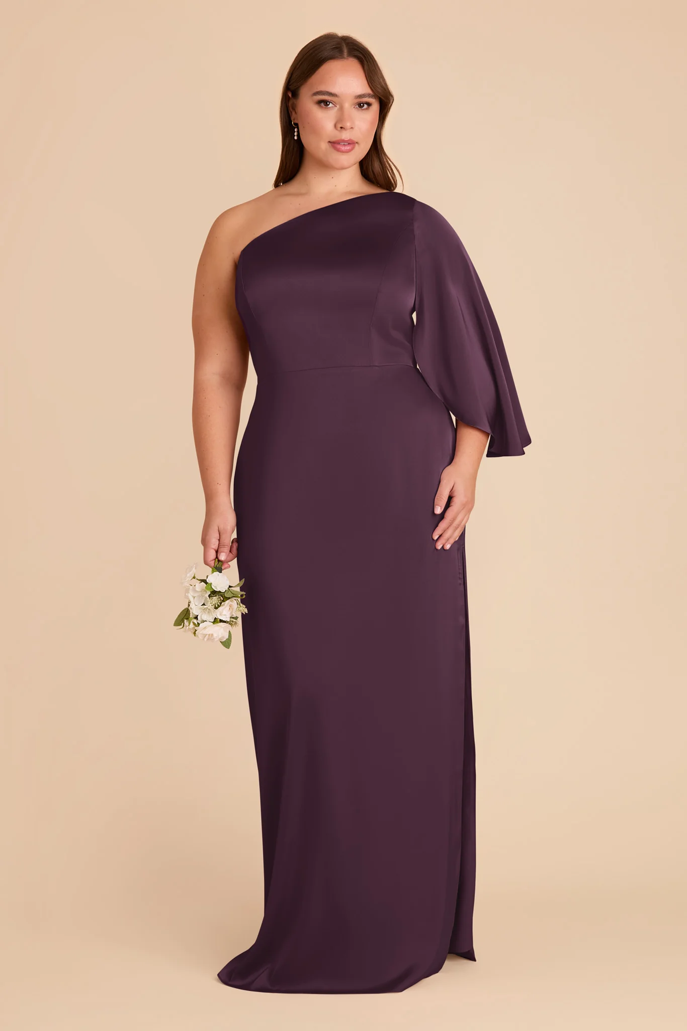 Christine Matte Satin Dress - Plum - Image 2