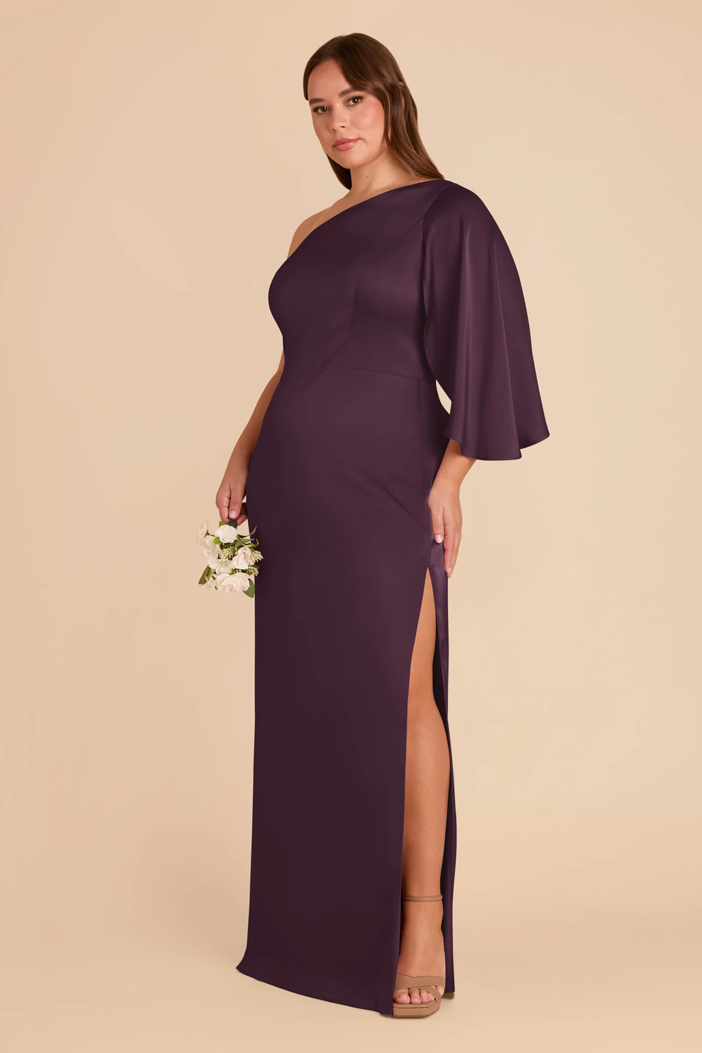 Christine Matte Satin Dress - Plum - Image 8