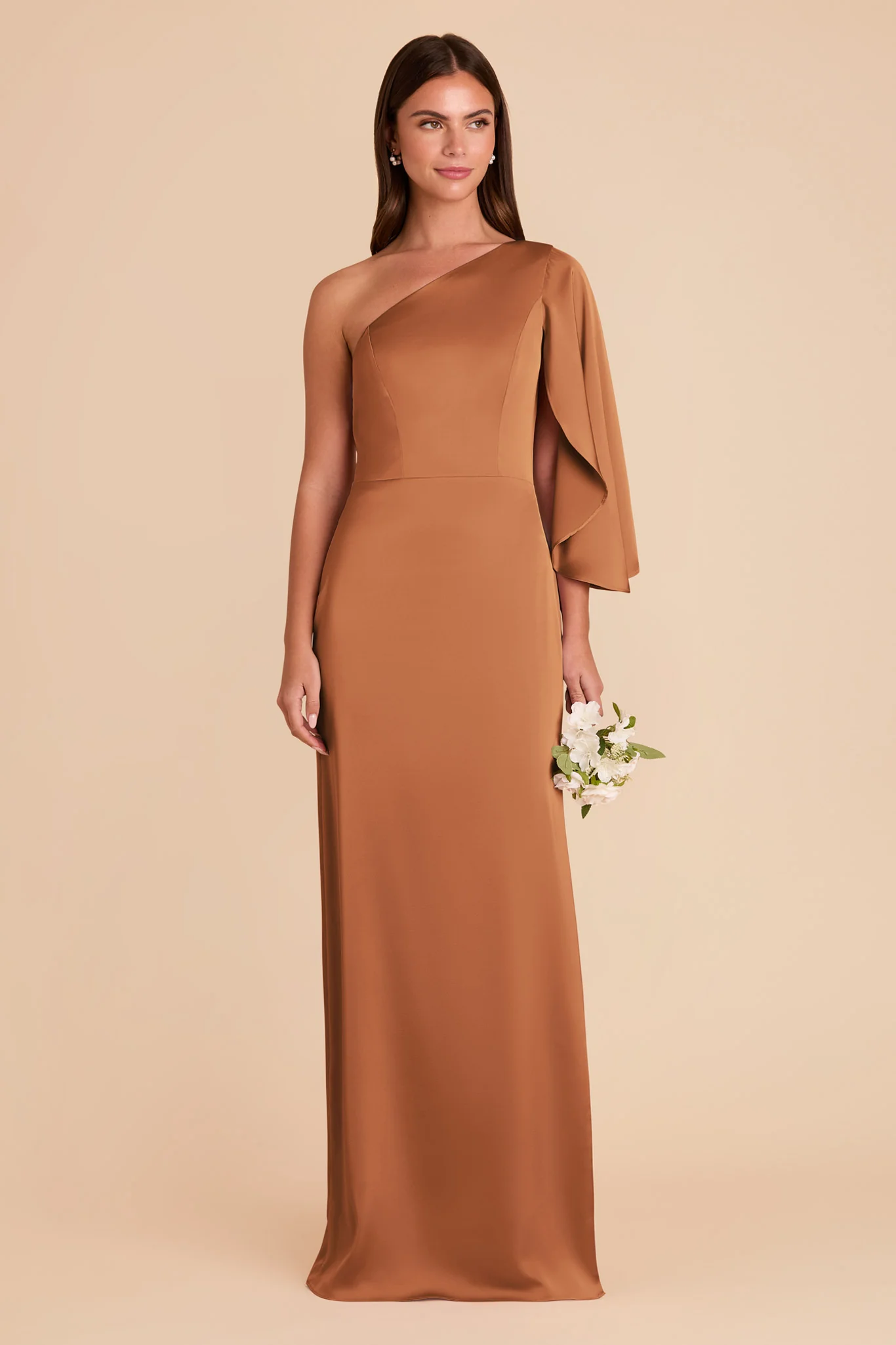 Christine Matte Satin Dress - Rust