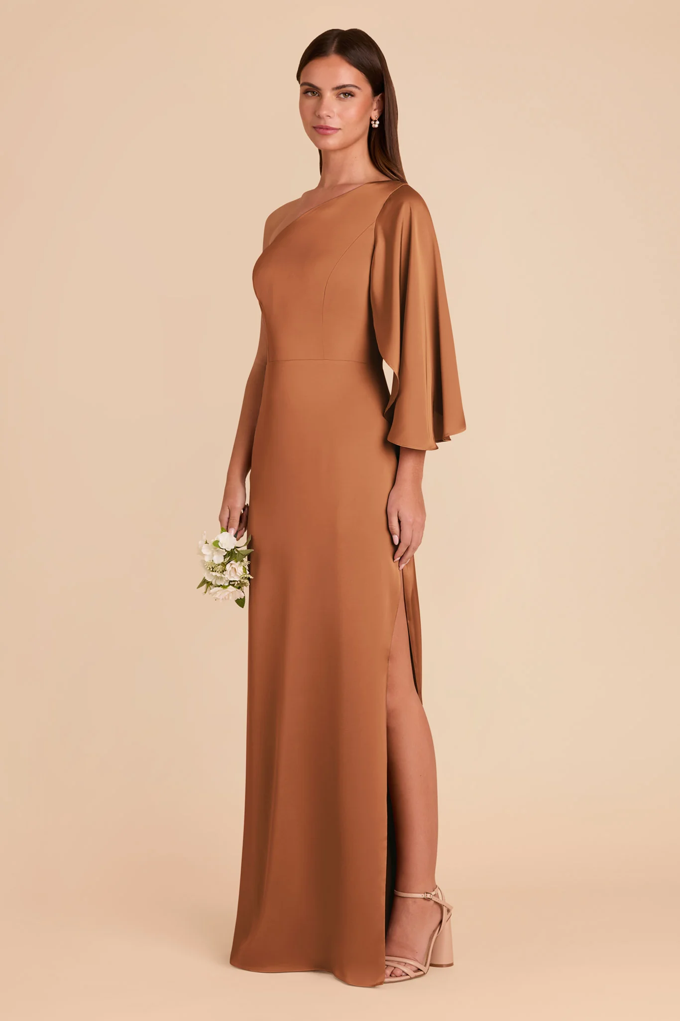 Christine Matte Satin Dress - Rust - Image 4