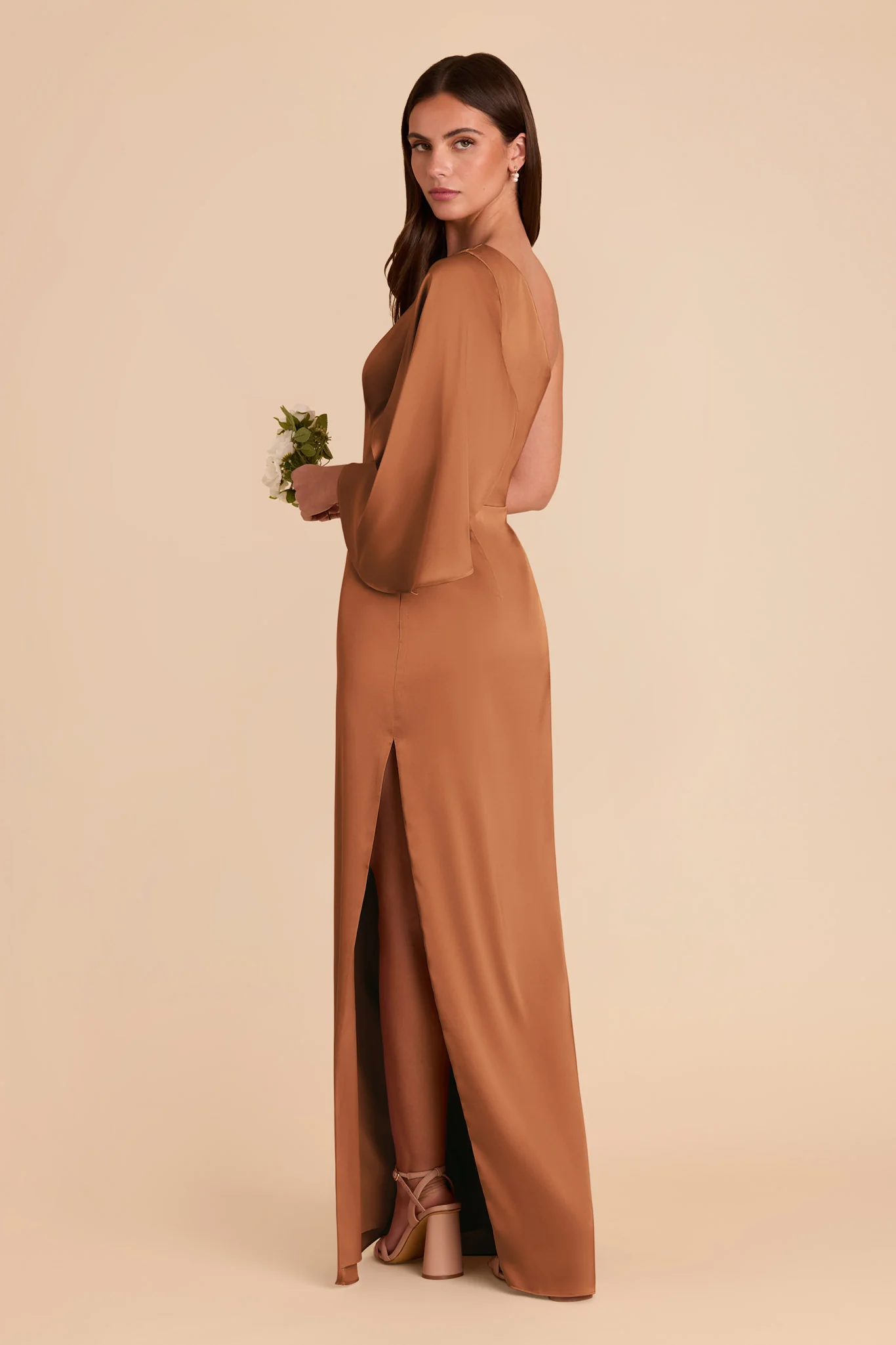 Christine Matte Satin Dress - Rust - Image 5