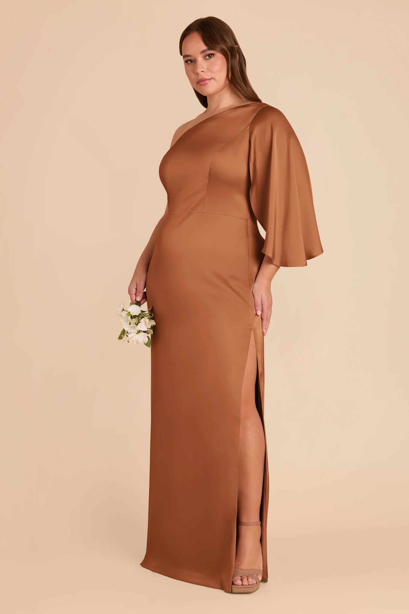 Christine Matte Satin Dress - Rust - Image 8