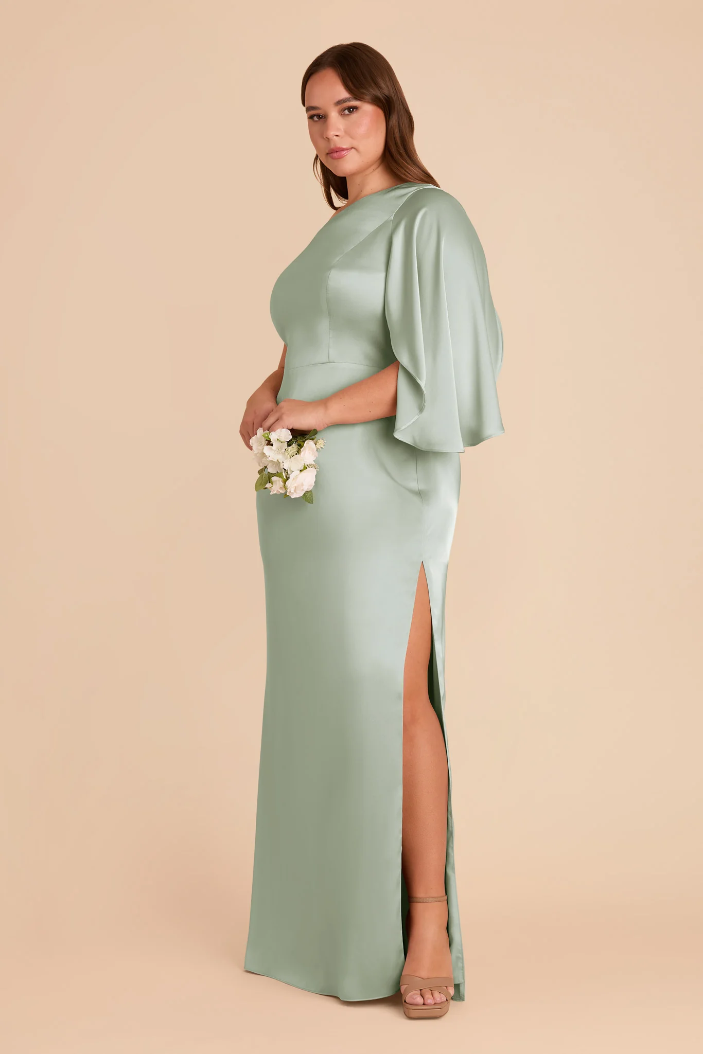 Christine Matte Satin Dress - Sage - Image 9