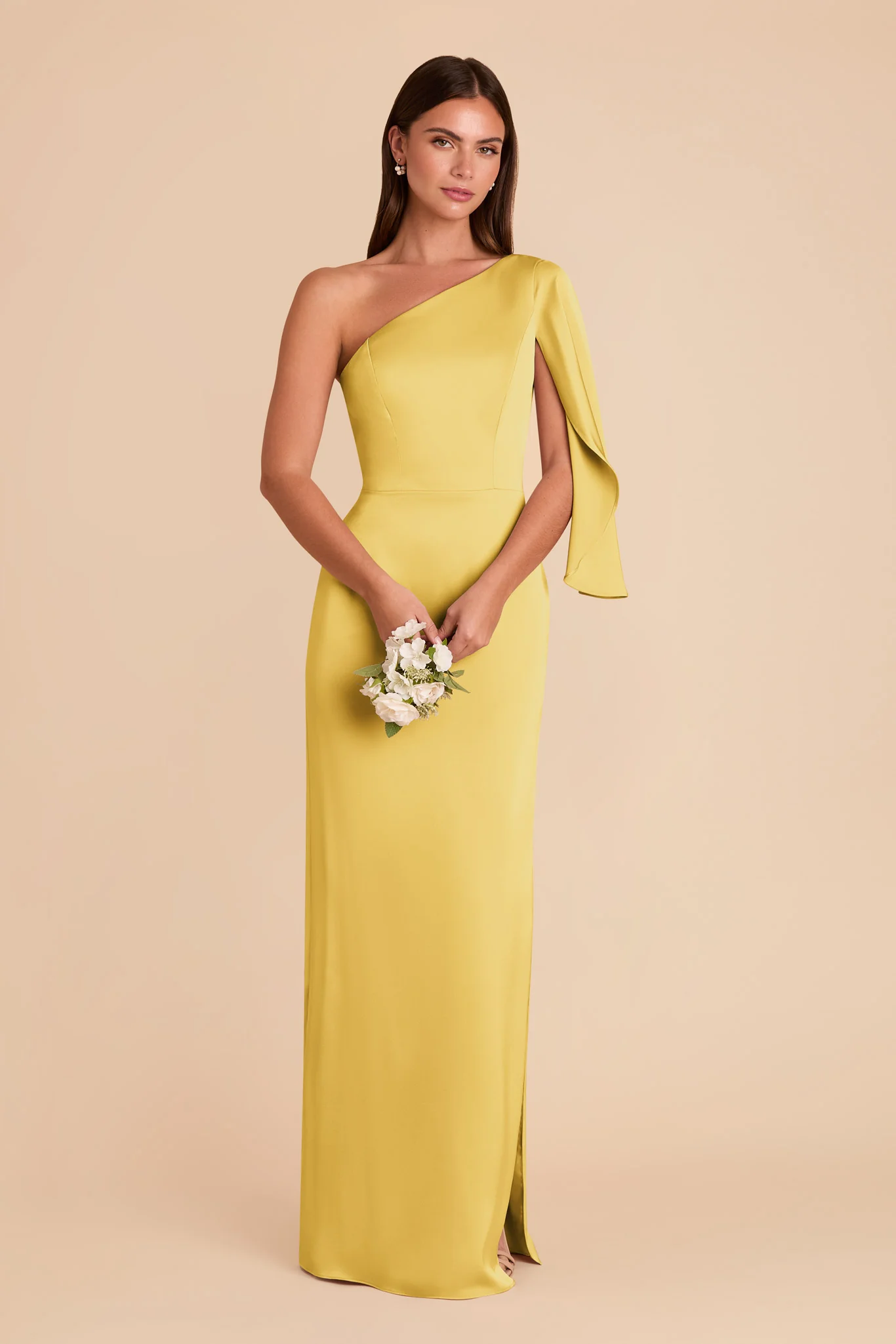 Christine Matte Satin Dress - Sunflower Yellow
