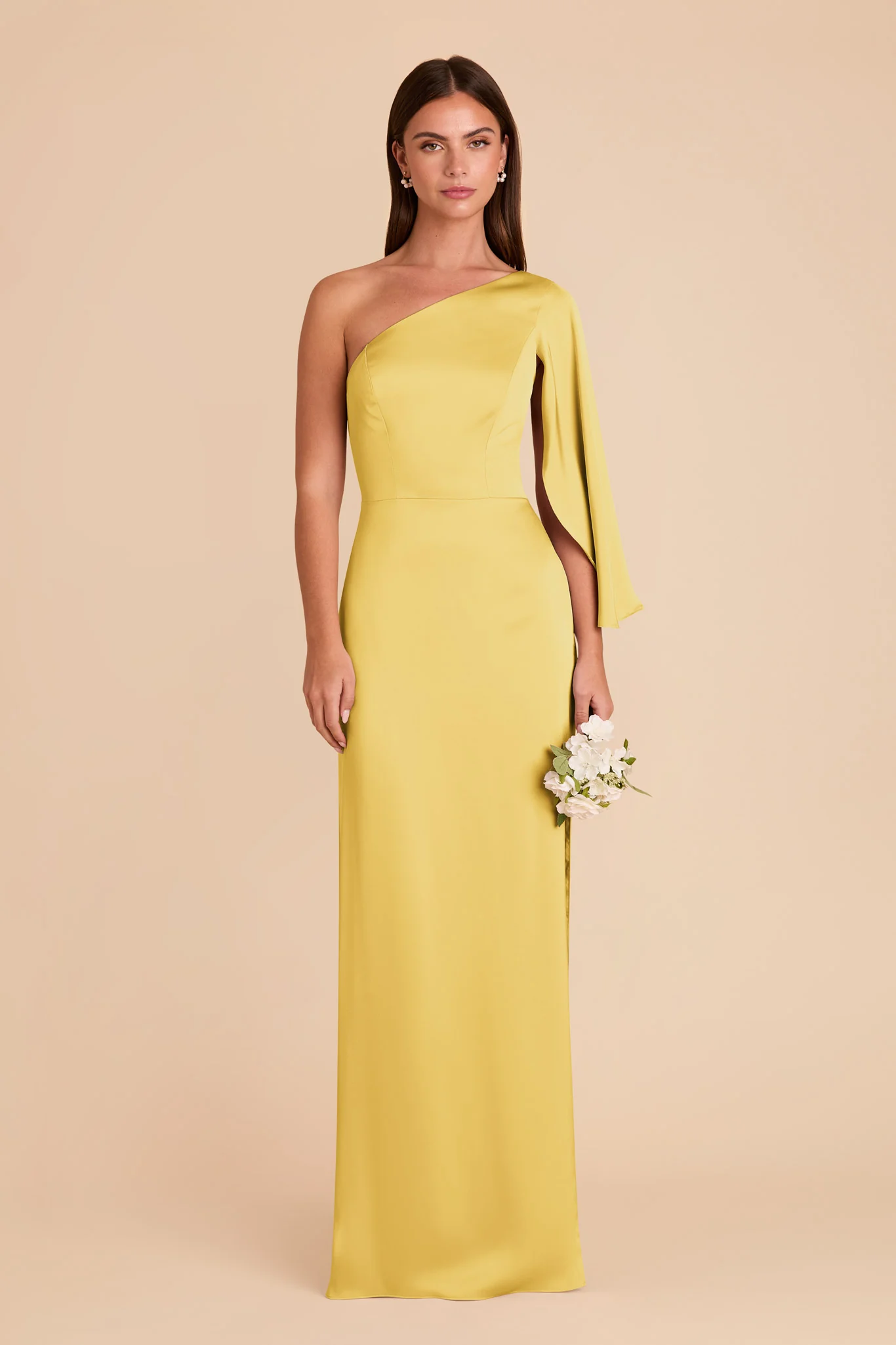 Christine Matte Satin Dress - Sunflower Yellow - Image 3