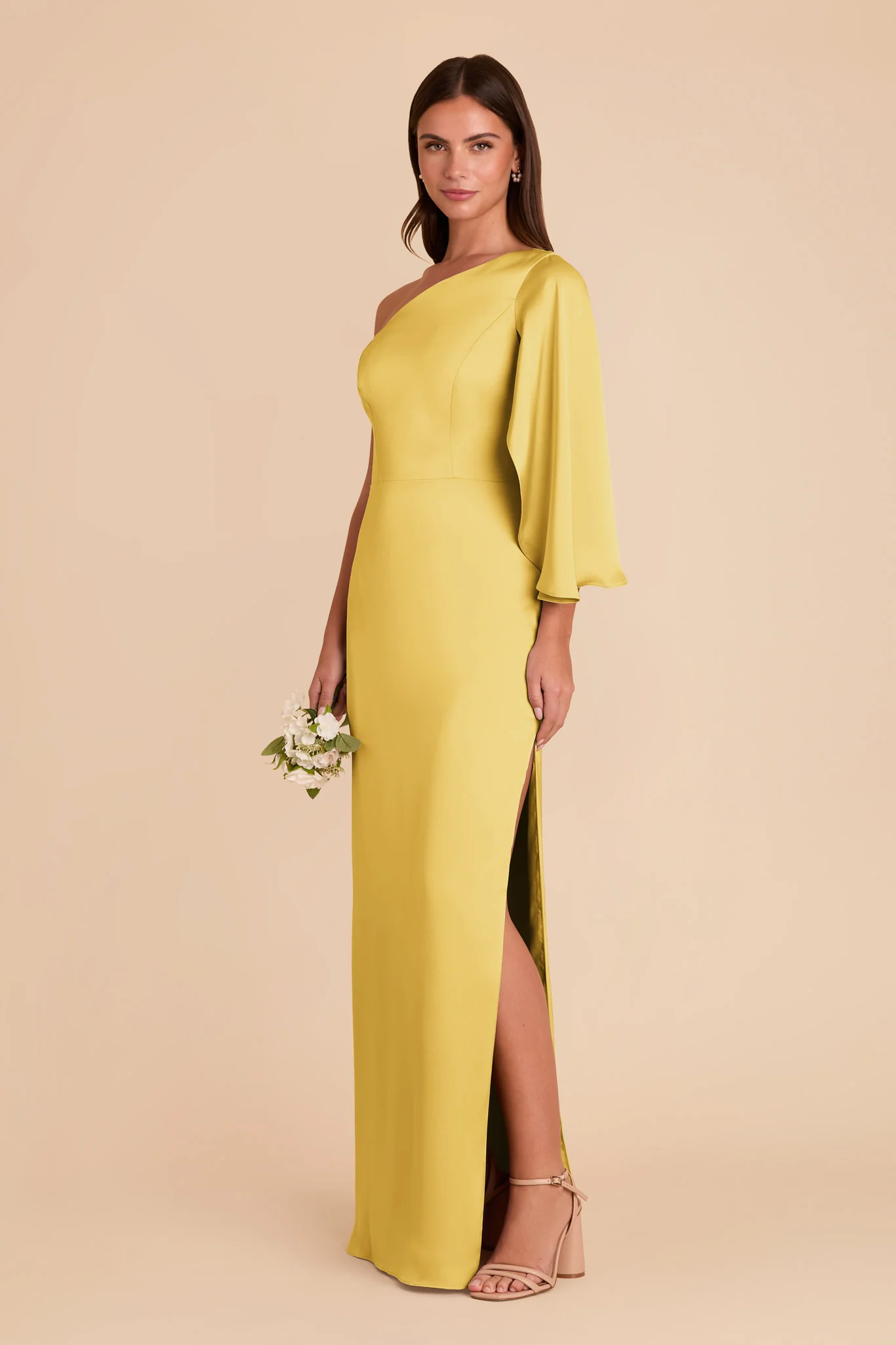 Christine Matte Satin Dress - Sunflower Yellow - Image 4