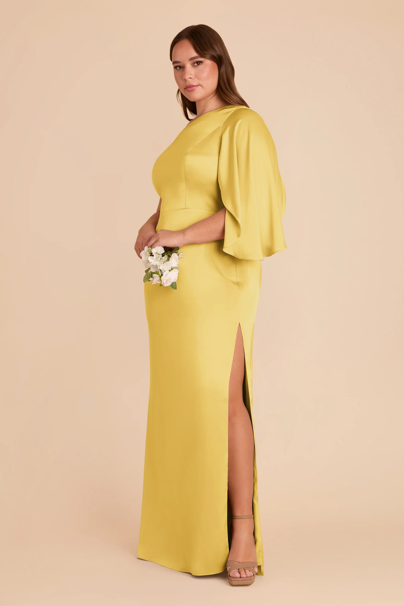 Christine Matte Satin Dress - Sunflower Yellow - Image 9