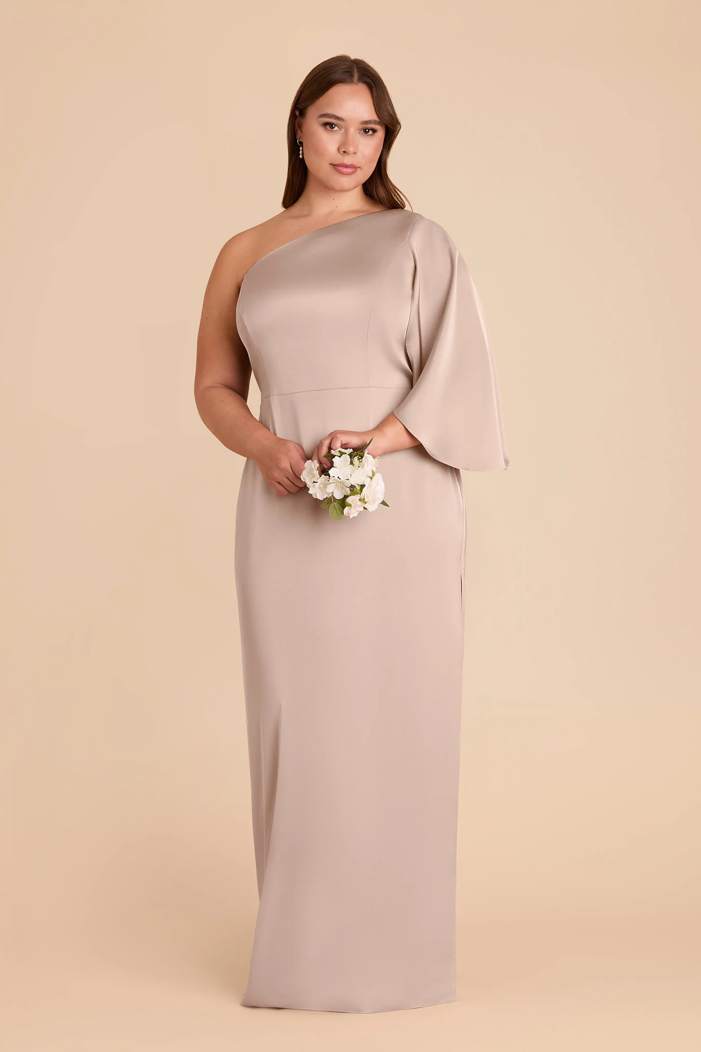 Christine Matte Satin Dress - Taupe - Image 6