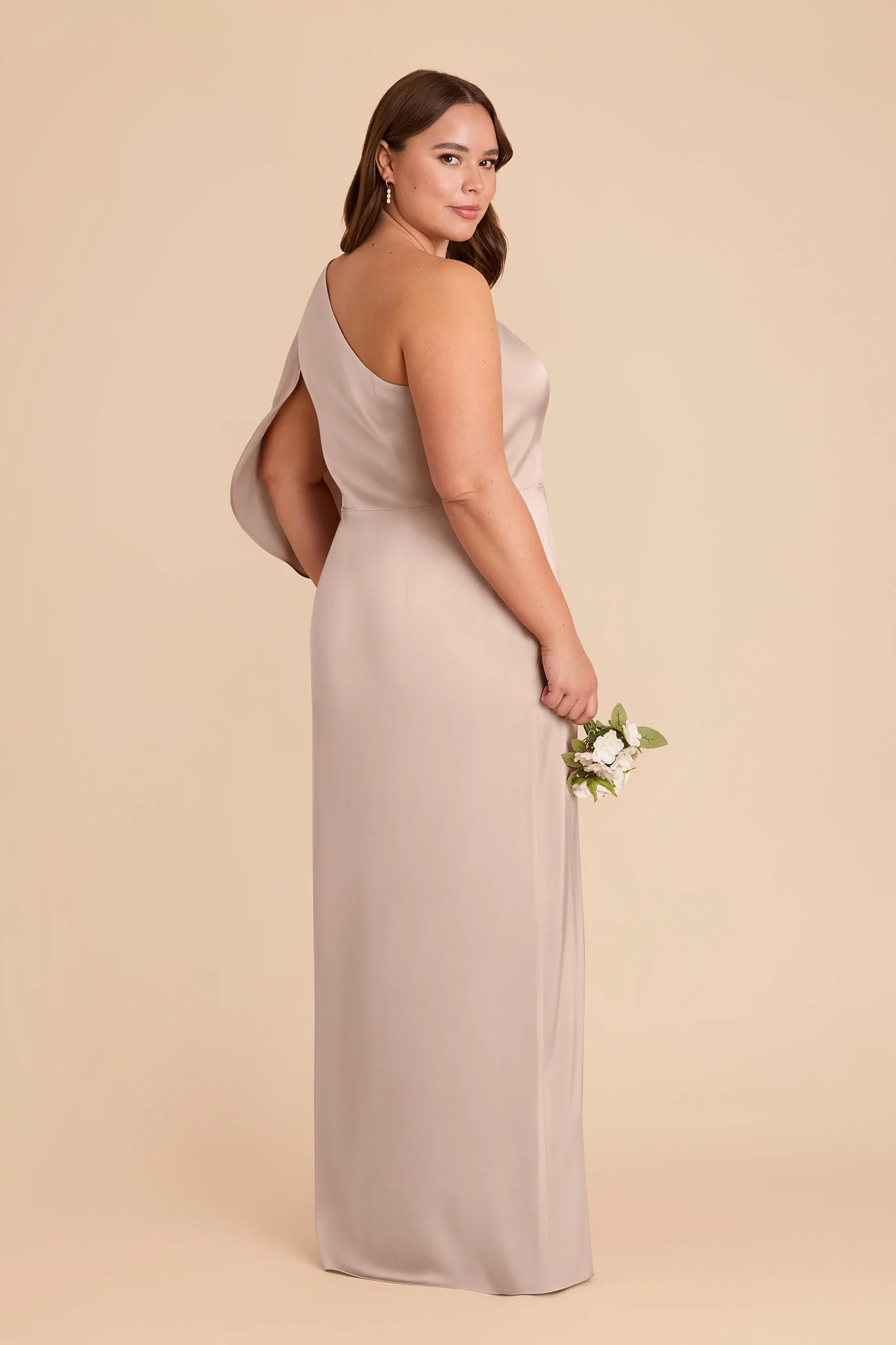Christine Matte Satin Dress - Taupe - Image 7