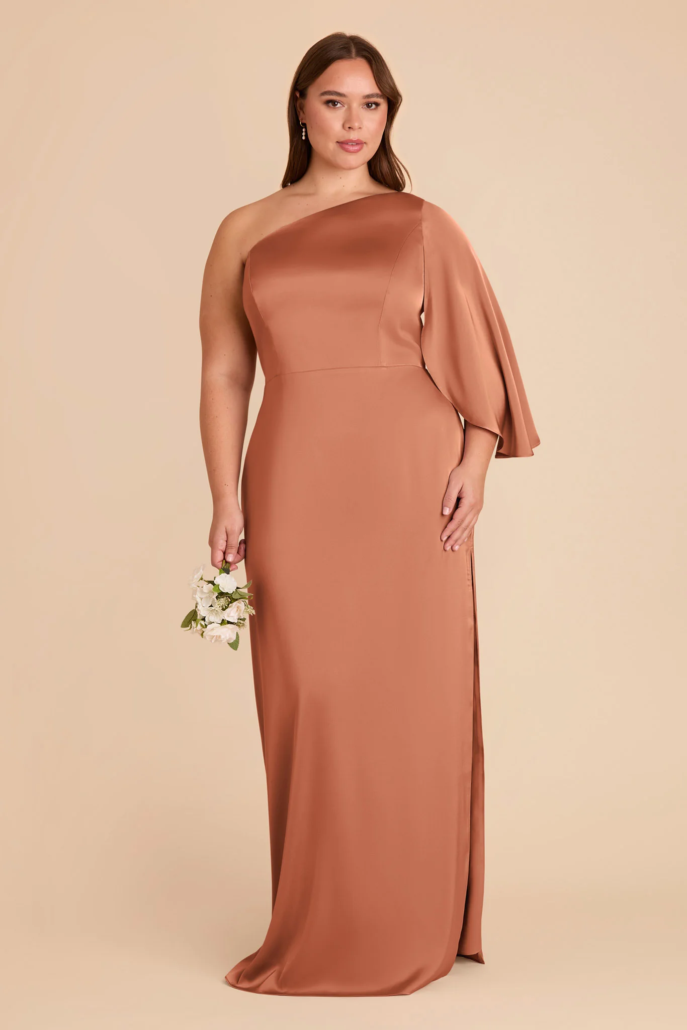 Christine Matte Satin Dress - Terracotta - Image 2