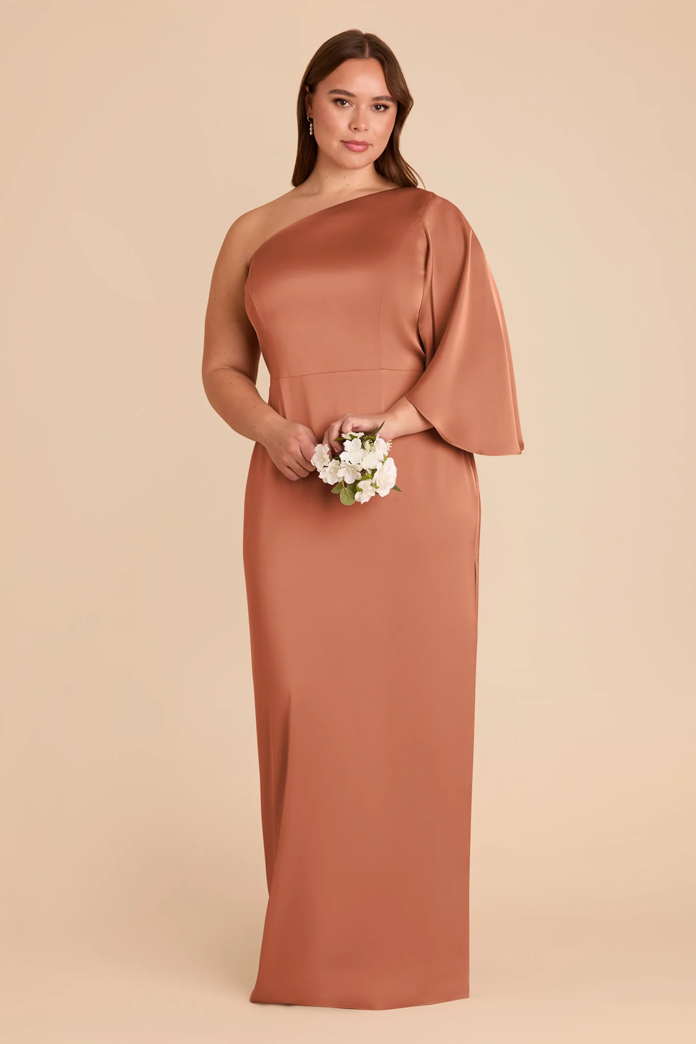 Christine Matte Satin Dress - Terracotta - Image 7