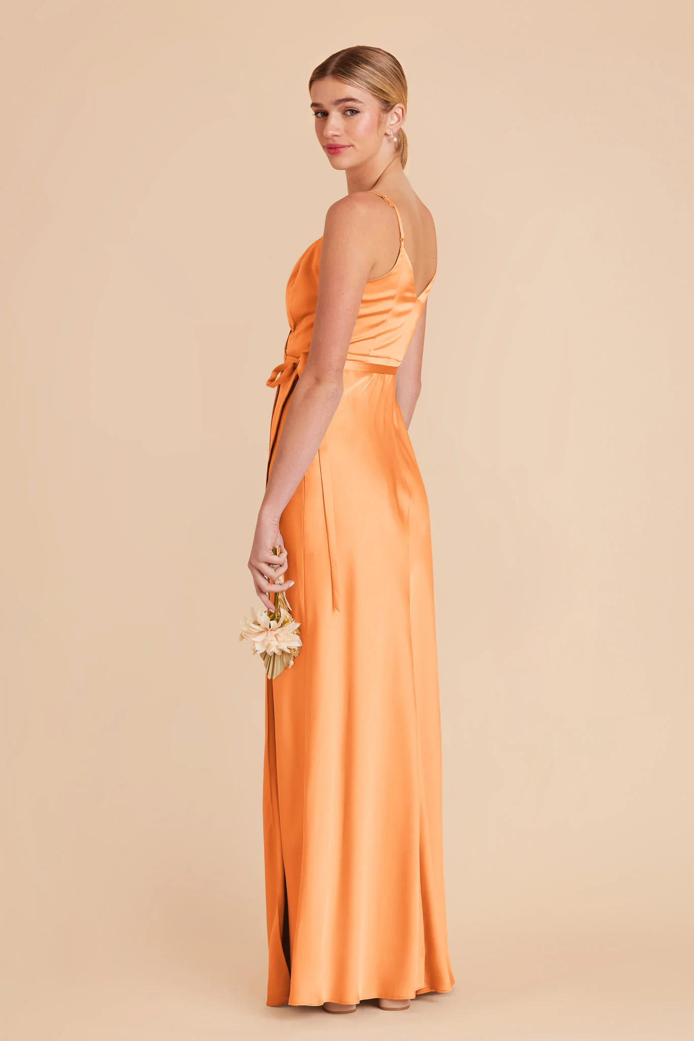 Cindy Matte Satin Dress - Apricot - Image 4