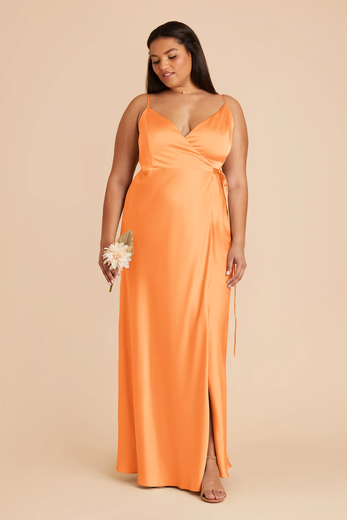 Cindy Matte Satin Dress - Apricot - Image 6
