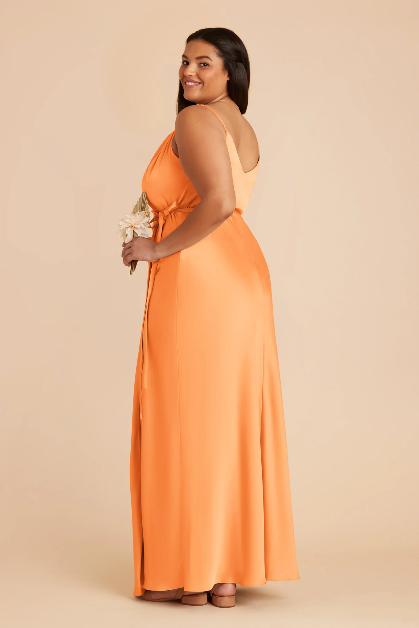 Cindy Matte Satin Dress - Apricot - Image 8