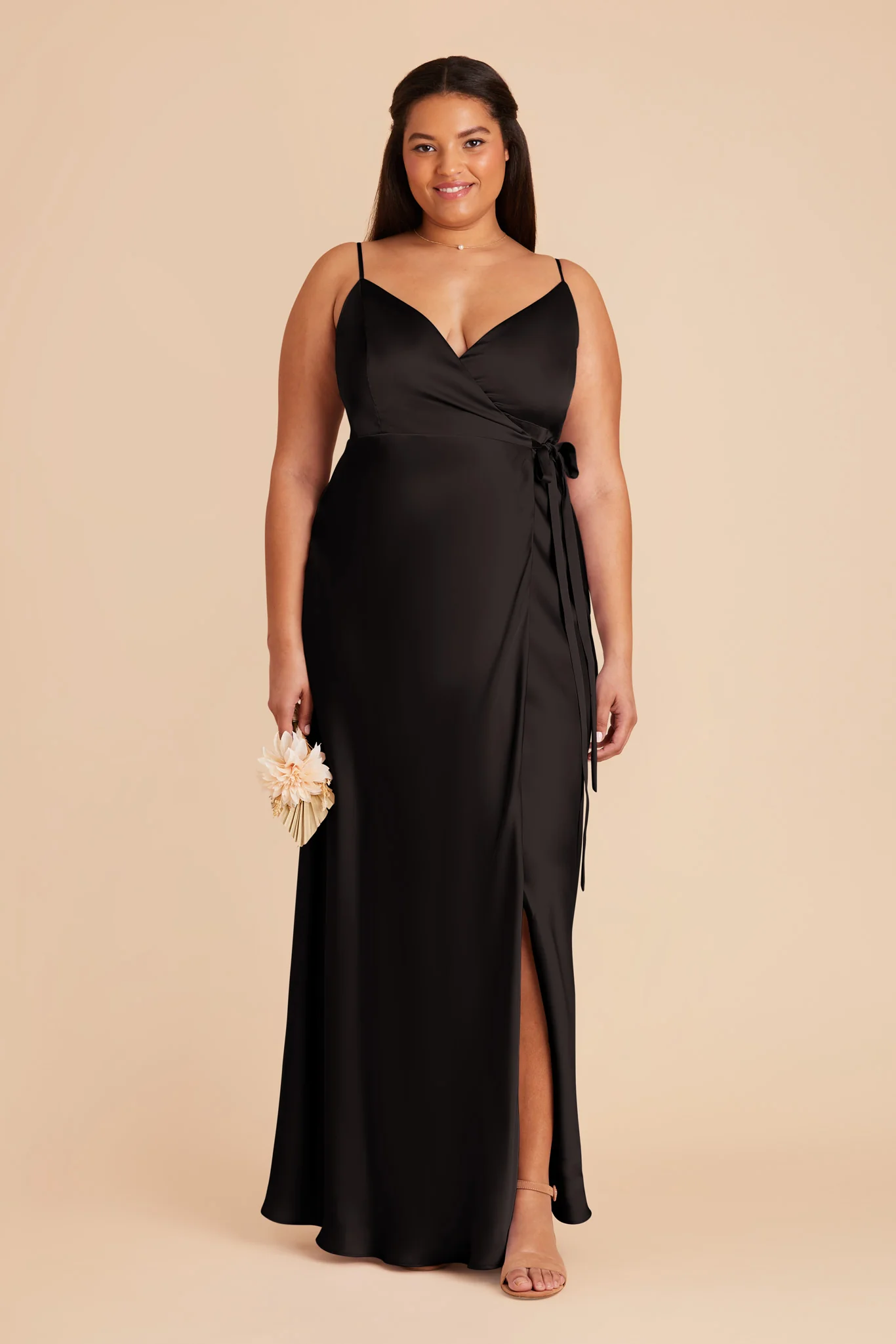 Cindy Matte Satin Dress - Black - Image 2