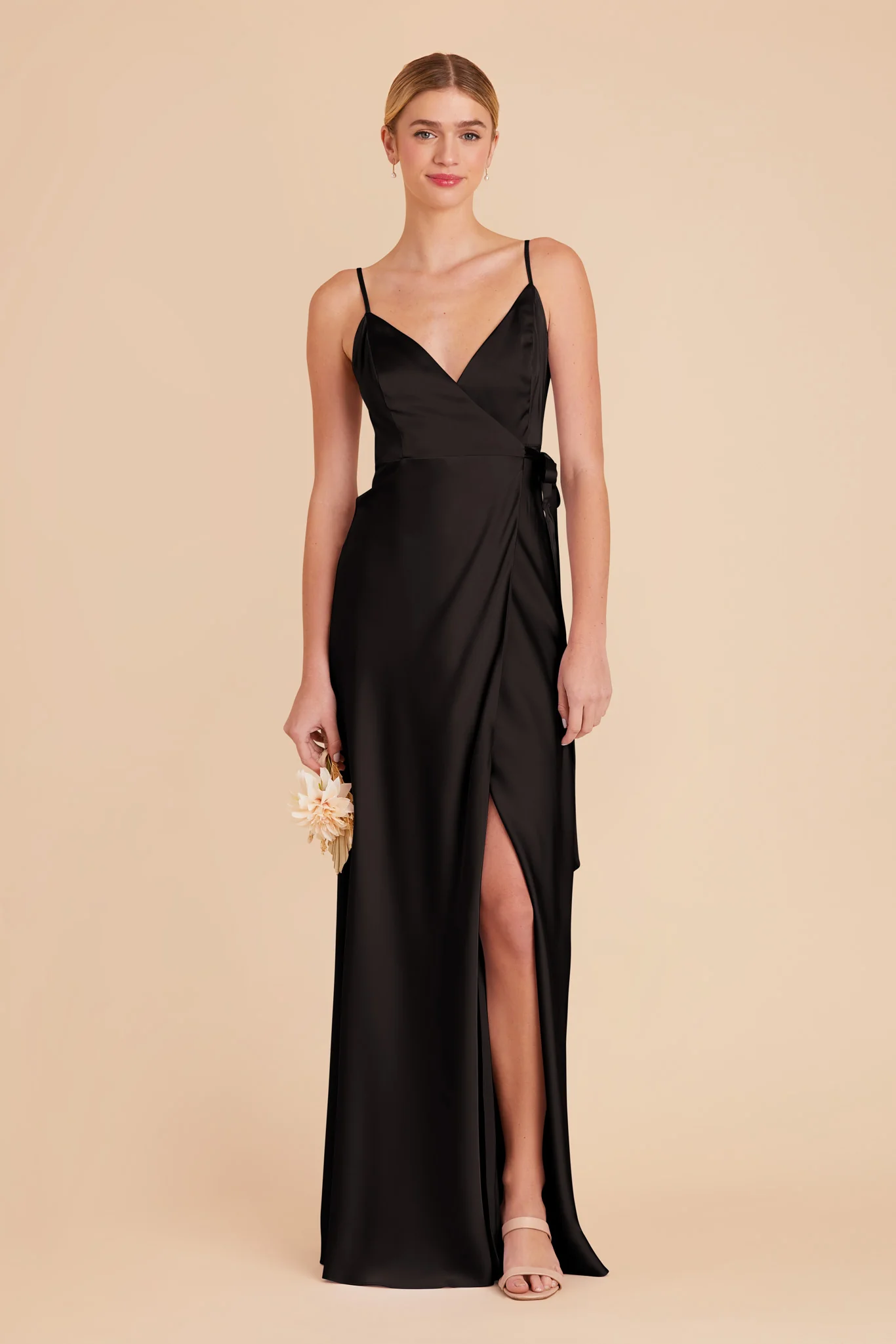 Cindy Matte Satin Dress - Black - Image 3
