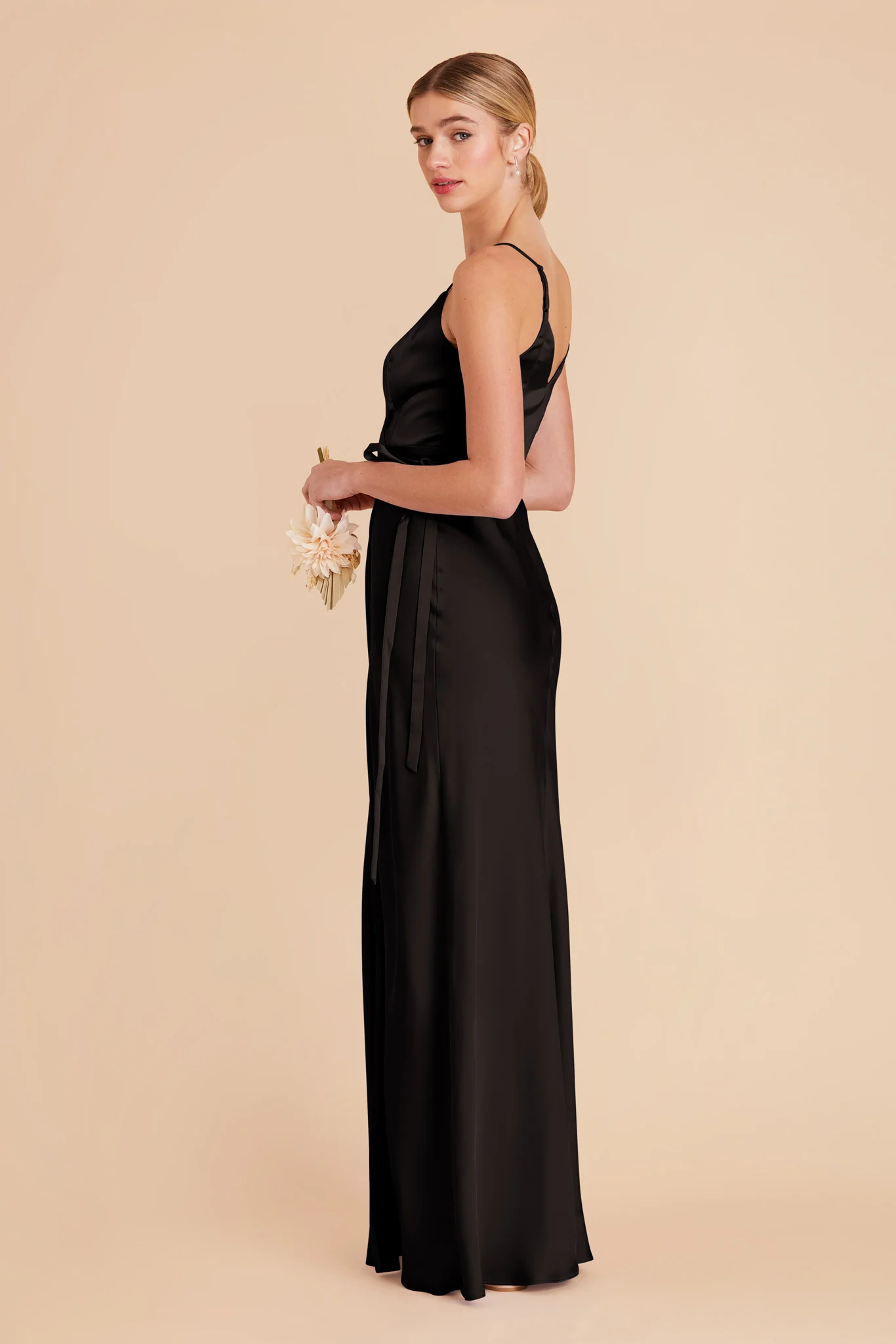 Cindy Matte Satin Dress - Black - Image 4